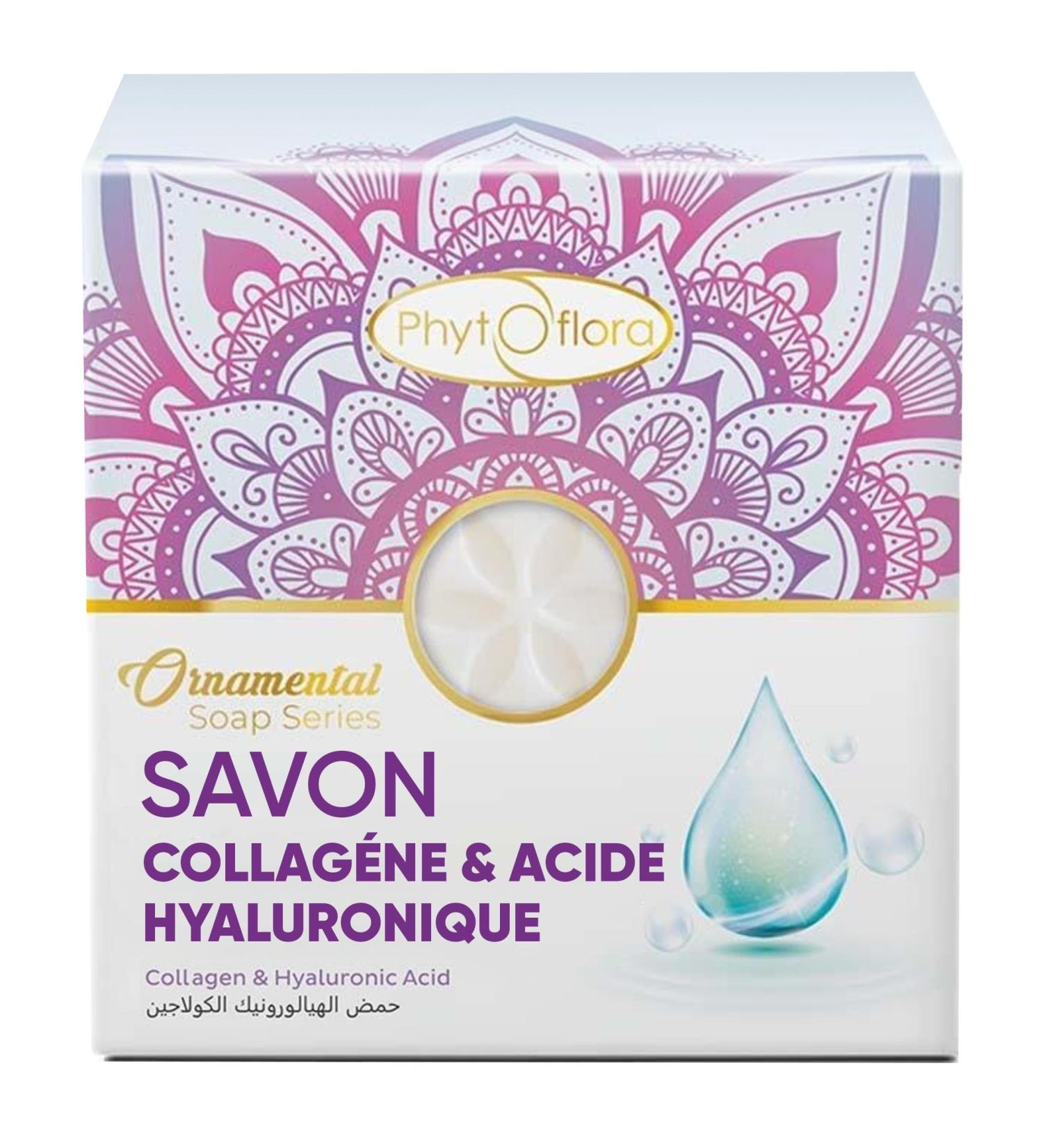 PHYTOFLORA Collagen & Hyaluronic Acid Soap 100 gr 1pc | Moisturizing Exfoliating Face and Body | Natural Care for Young and Radiant Skin - Solid Collagen Soap Shampoo without Sulfate - Buy Online on GoSupps.com