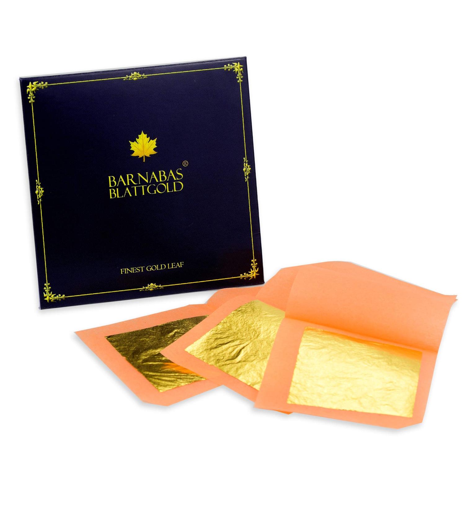 Barnabas Gold Genuine Edible Gold Leaf - 48 Sheets | Professional Quality Loose Leaf for Cupcakes & Chocolate - 1.5 Inches | Book of 48 Sheets - Buy Online on GoSupps.com