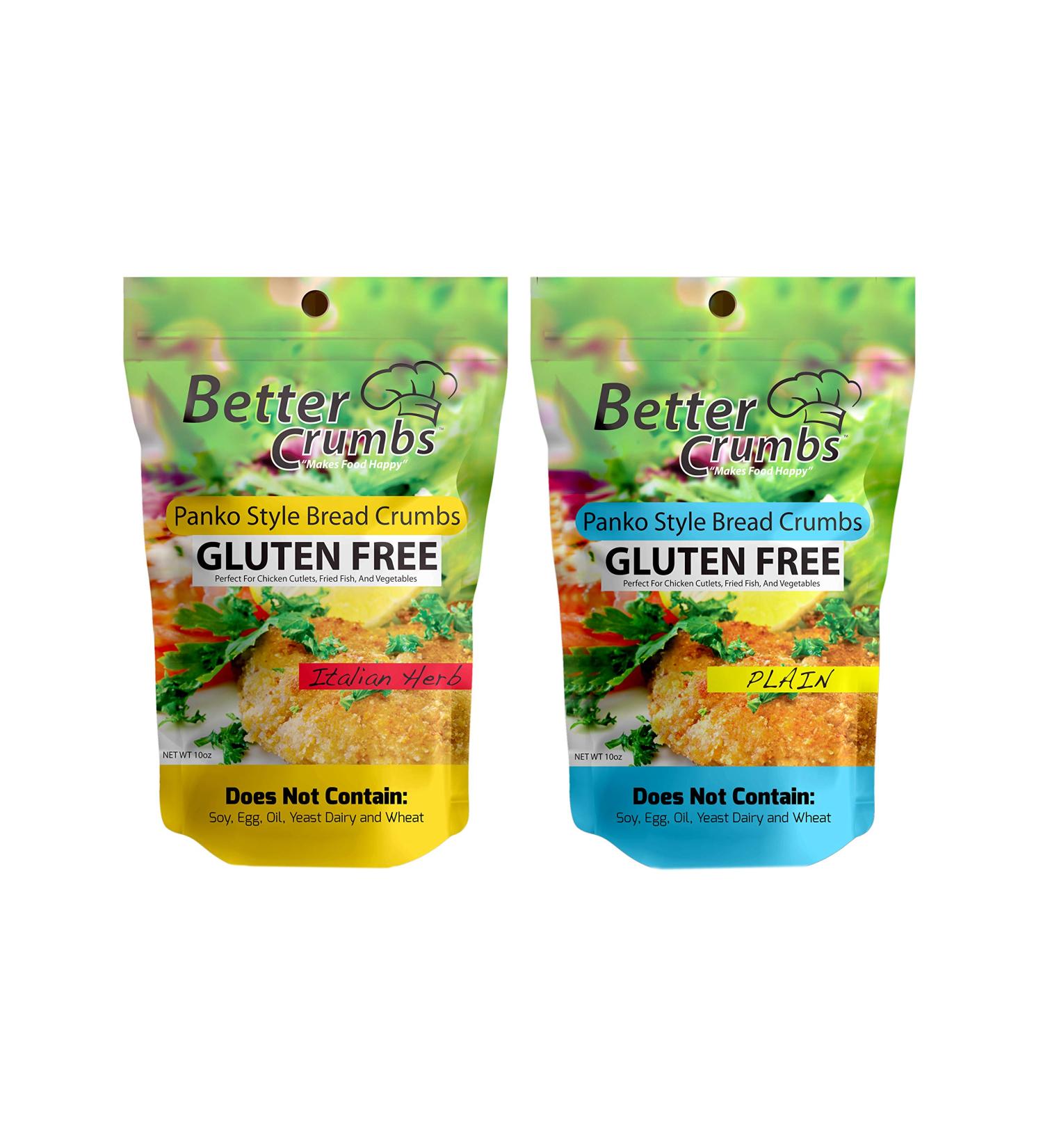 Better Crumbs Panko Bread Crumbs Variety Pack | Gluten-Free & Kosher Certified | 10oz x 2 (Original & Italian Herb) | Resealable Packaging - Buy Online on GoSupps.com