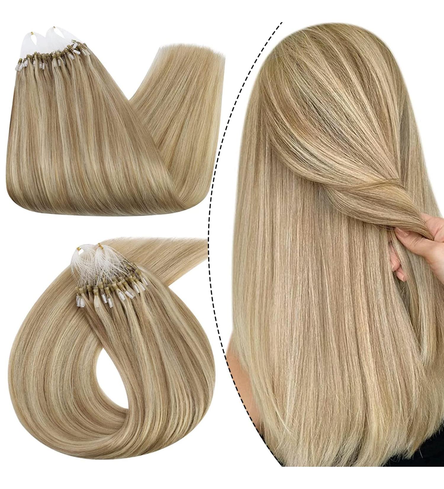 UGEAT 20 Microring Hair Extensions - 50g Cold Fusion Real Human Hair #16/22 Blonde Shades - Buy Online on GoSupps.com