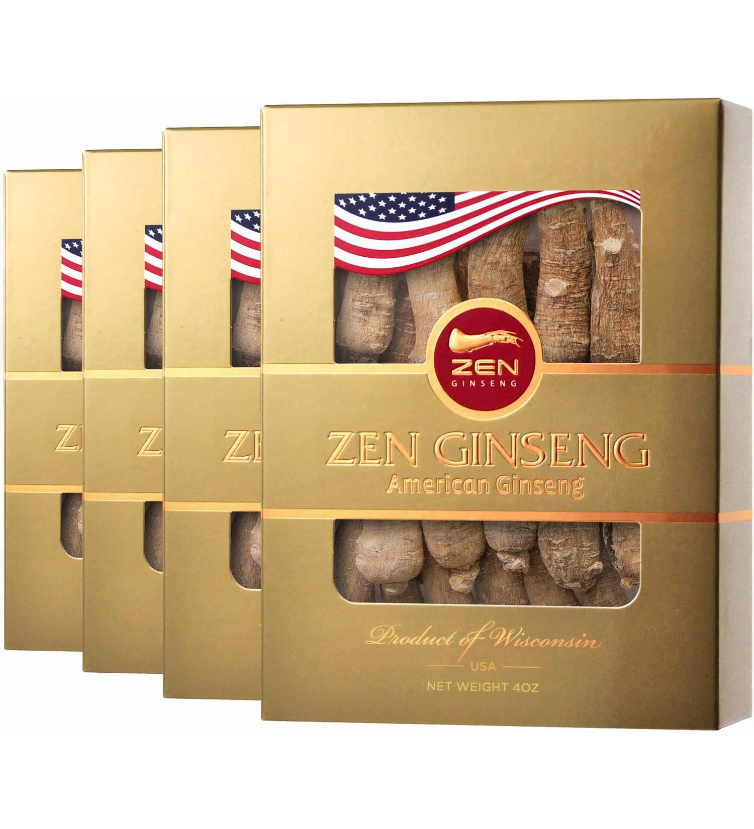 4 Boxes American Ginseng Root Super Long Jumbo Wisconsin Ginseng (4oz/Box) Performance & Mental Health for Men & Women 4 Ounce (Pack of 4) - Buy Online on GoSupps.com