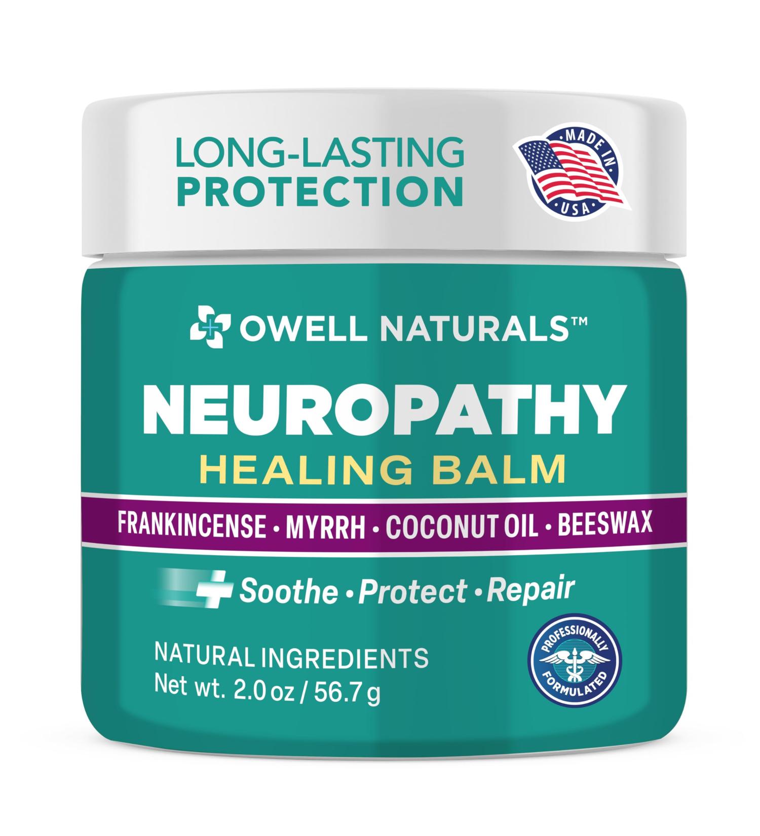 OWELL NATURALS Neuropathy Healing Balm Long Lasting Fast Acting with Frankincense Myrrh Coconut Oil & Beeswax Natural Ingredients Soothe Protect & Repair 2 oz (Pack of 1) - Buy Online on GoSupps.com