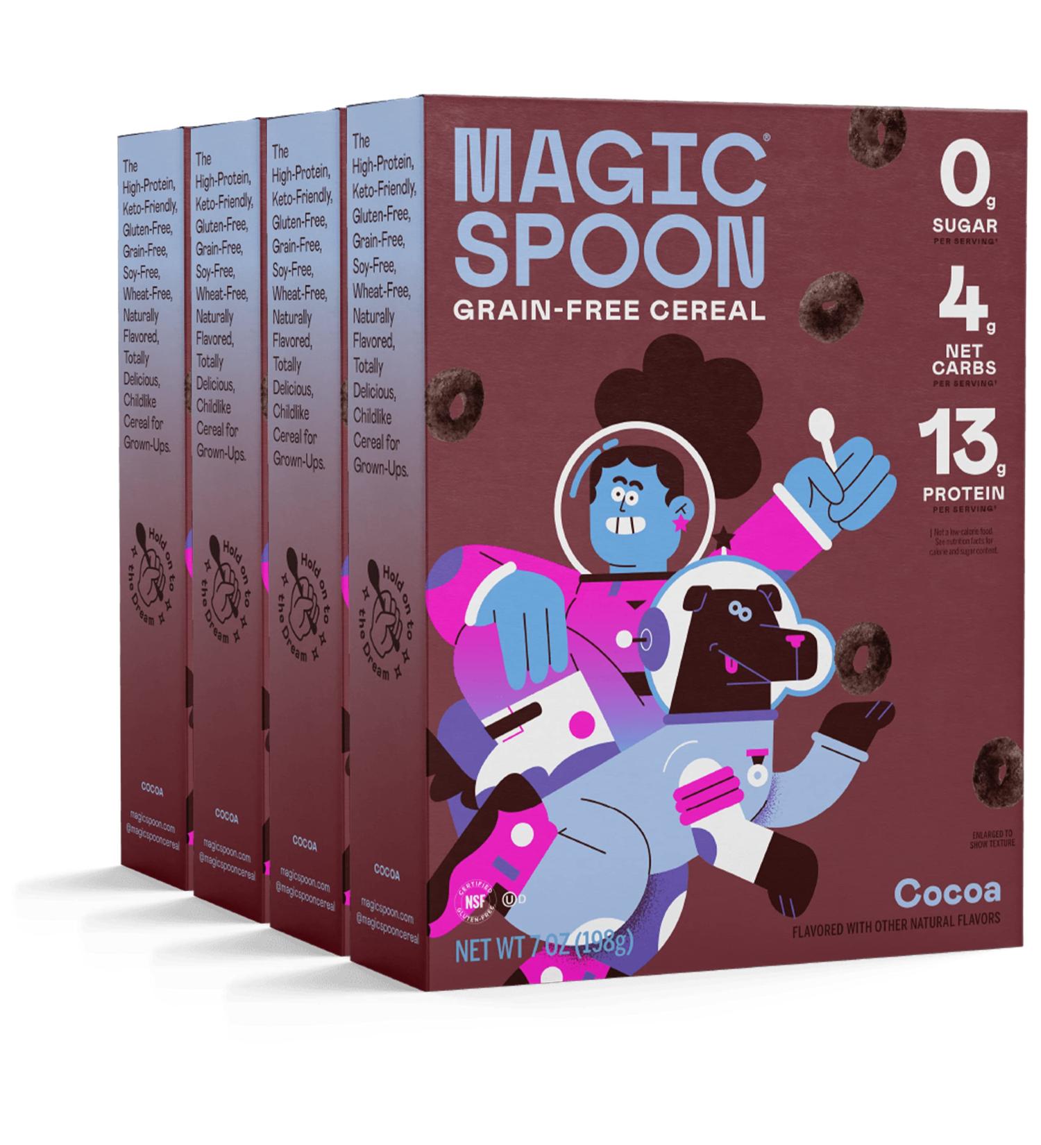 Magic Spoon Cocoa Cereal 4-Pack - Keto, Gluten-Free, Low Carb, High Protein, Zero Sugar - Buy Online on GoSupps.com
