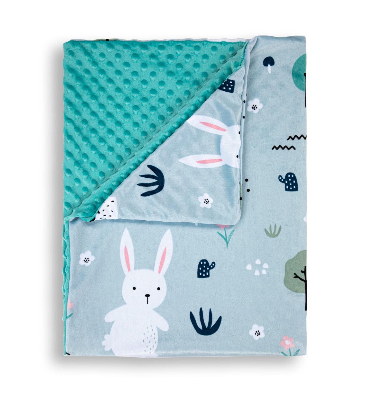Lil Snuggers Aqua Rabbit Hooded Baby Blanket - Soft Plush Toddler Blanket for Nursery Stroller Crib - 31 x 40.5 - Buy Online on GoSupps.com