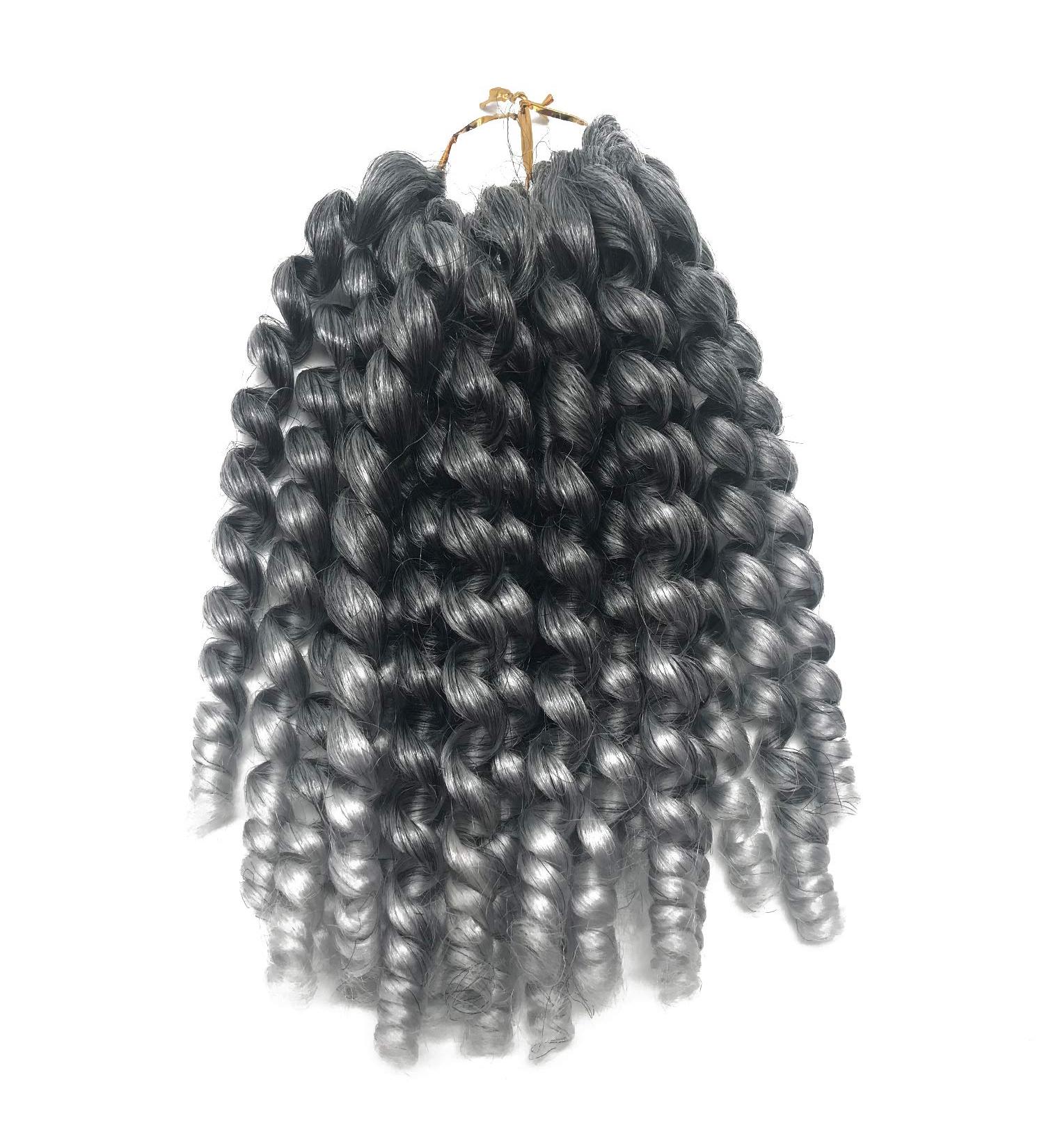 Coolbers 8 Inch Silver Grey Crochet Braids Hair Extensions Ombre Jumpy Wand Curl Jamaican Curl Crochet Twist Braiding Hair (8 Inch 1B/Gray) 8 Inch 1B/Gray - Buy Online on GoSupps.com