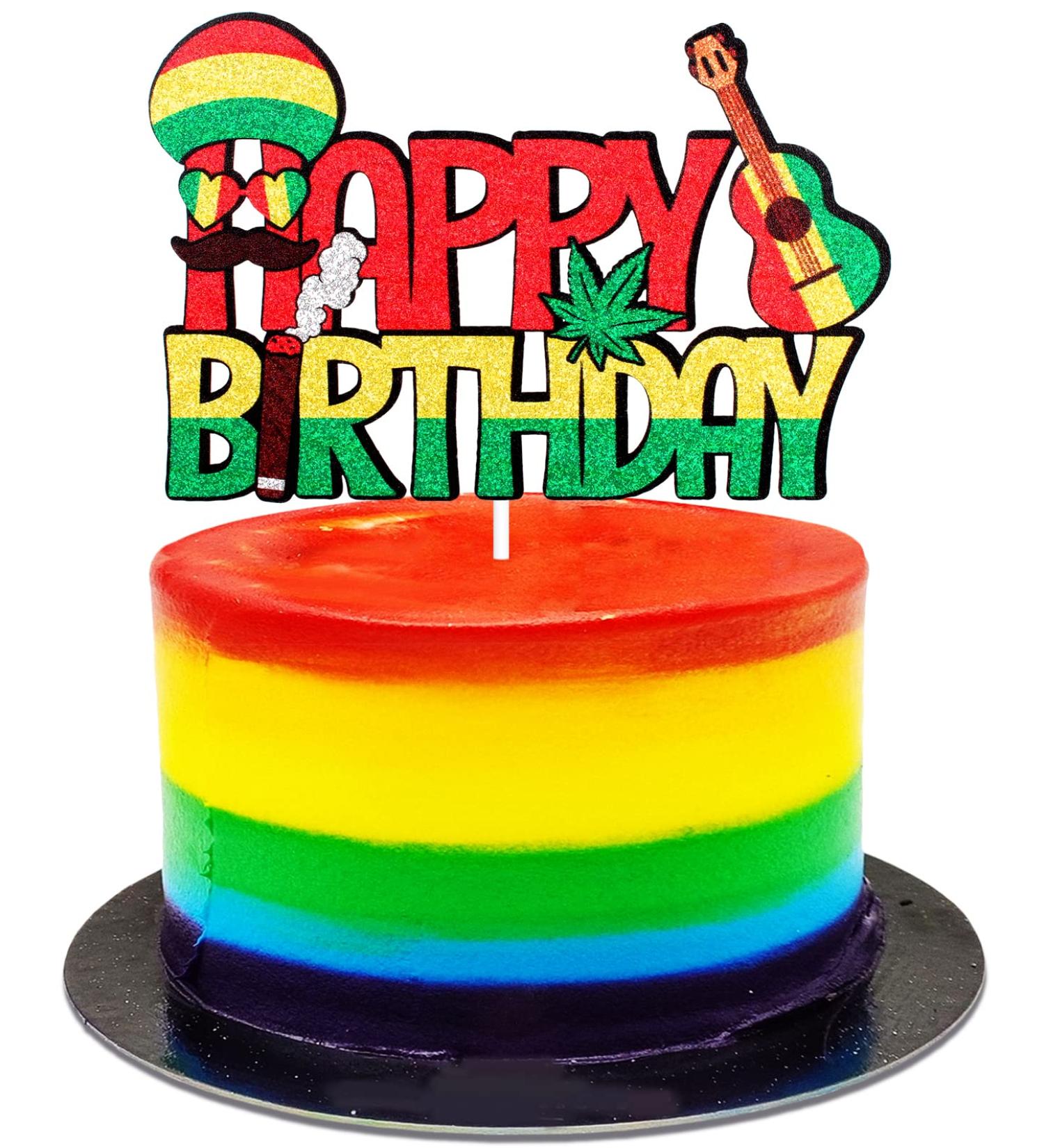Reggae Dancehall Happy Birthday Cake Topper - Summer Dance Party Cake Topper - Hawaiii Pool Decorations For Men - Buy Online on GoSupps.com