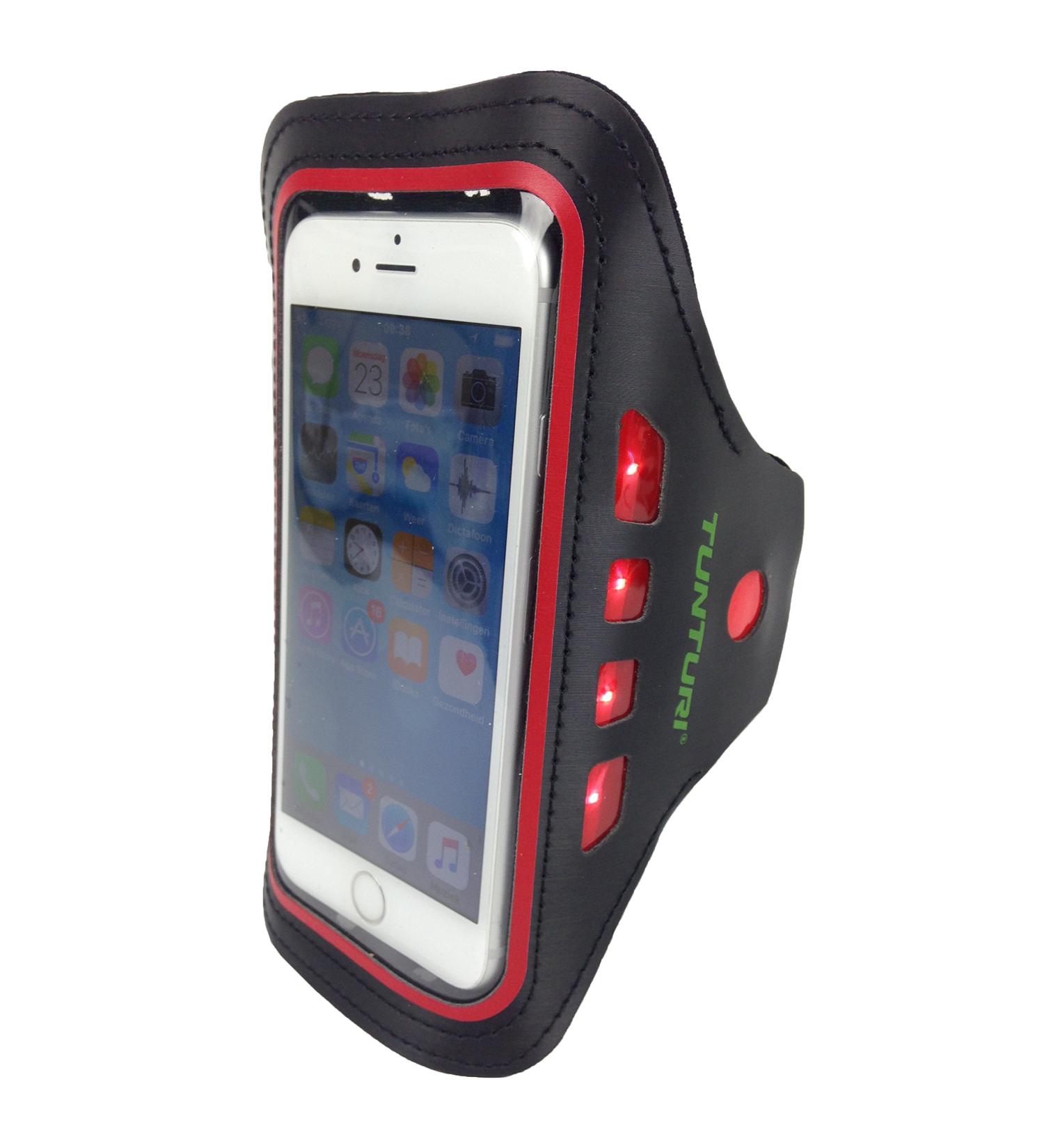 Tunturi Phone LED Sport Armband | Black/Red | One Size | International Shipping Available - Buy Online on GoSupps.com