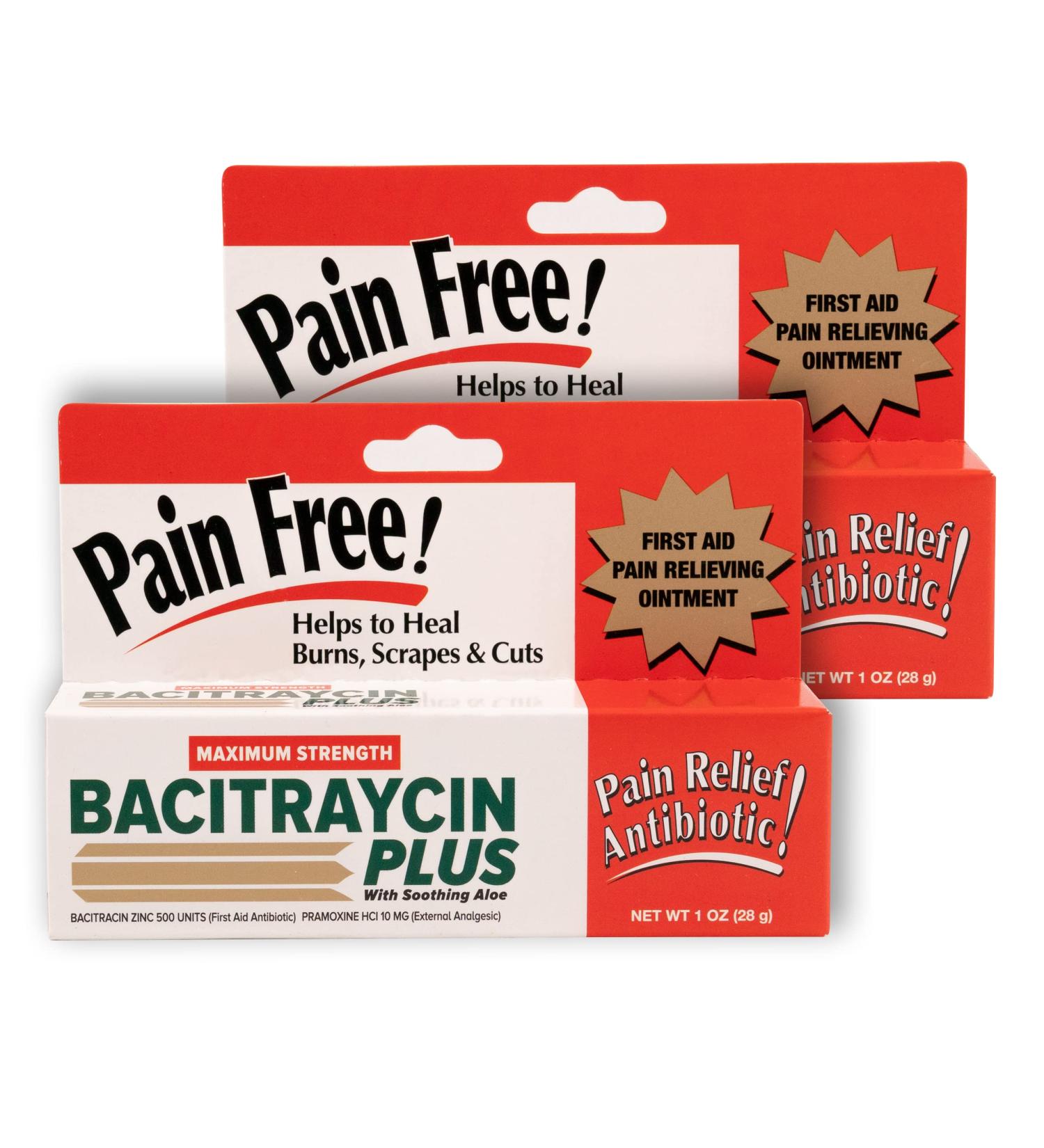 Bacitraycin Plus Max Strength Antibiotic Ointment with Pain Relief & Aloe - 1oz, 2 Pack - Buy Online on GoSupps.com