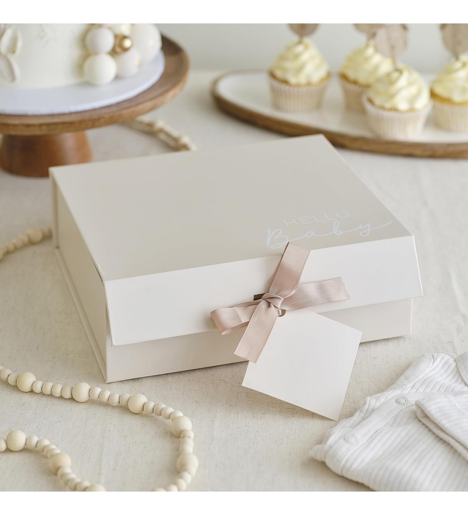 Shop Ginger Ray White Hello Baby Box - Neutral Gift with Tag & Ribbon for Baby Showers | International Shipping Available - Buy Online on GoSupps.com