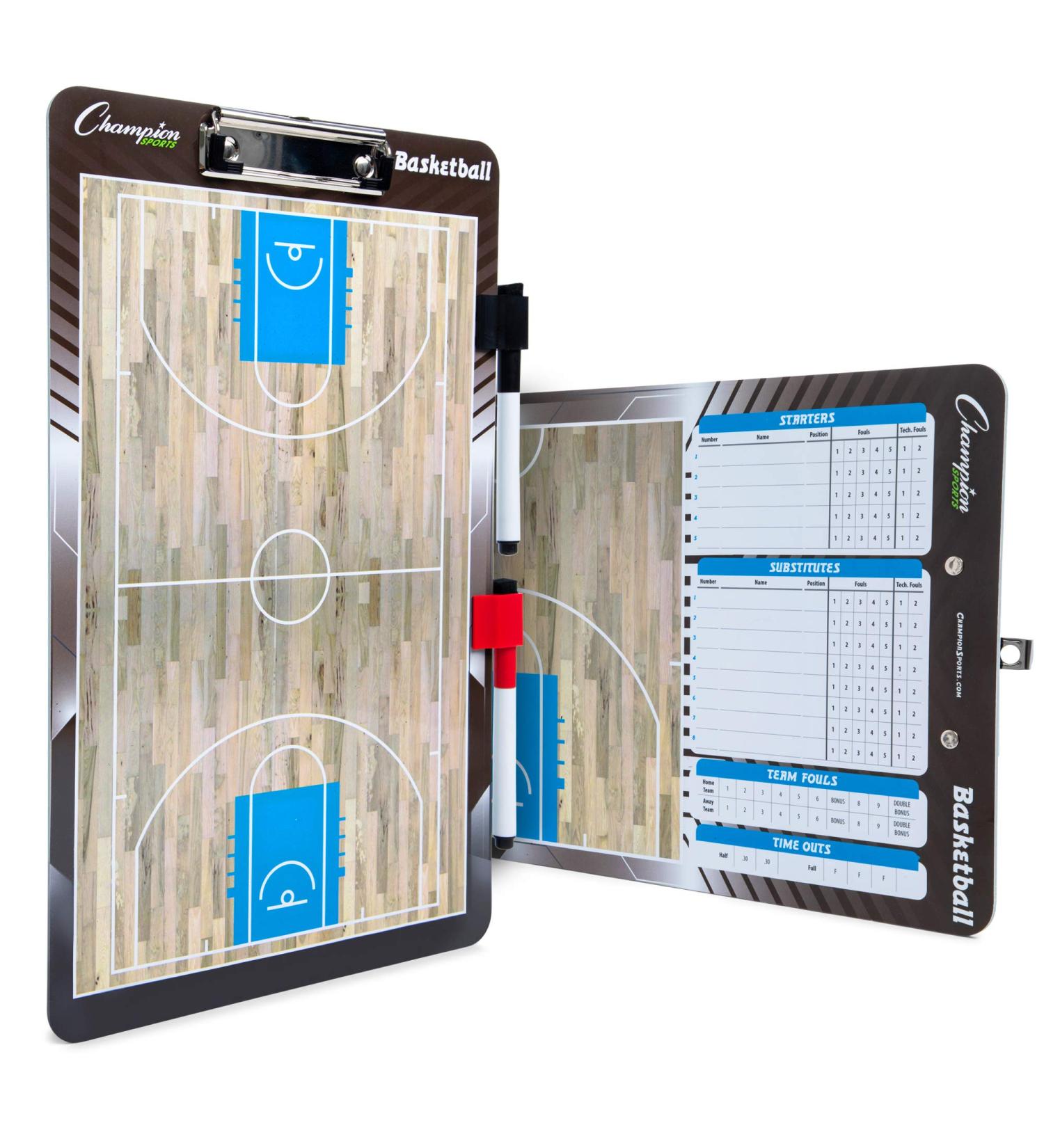 Champion Sports Large & XL Coaching Whiteboard - Full & Half Field Basketball Plays - 2-Sided Dry Erase Board for Strategies & Techniques - Buy Online on GoSupps.com