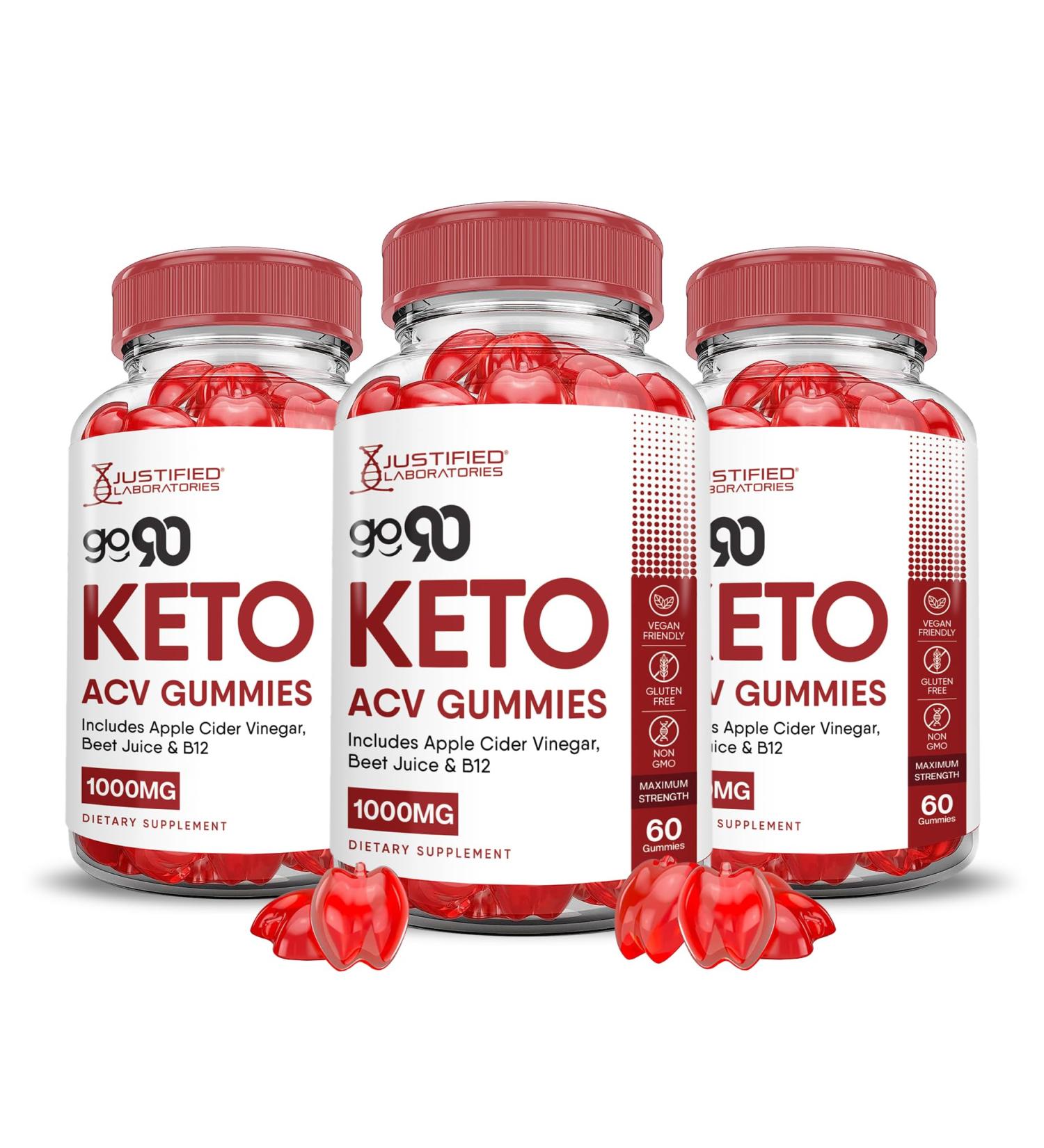 (3 Pack) Go 90 Keto ACV Gummies Advanced Formula 1000MG Go90 Keto Gummies Apple Cider Vinegar Formulated with Pomegranate Beet Juice Powder B12 Vegan Non GMO 180 Gummys - Buy Online on GoSupps.com