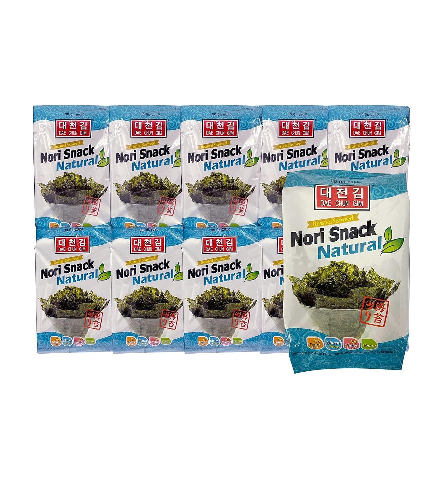 Daechun Roasted Natural Seaweed Nori Snack - 5g x 20pcs - Authentic Korean Snack | International Shipping Available - Buy Online on GoSupps.com