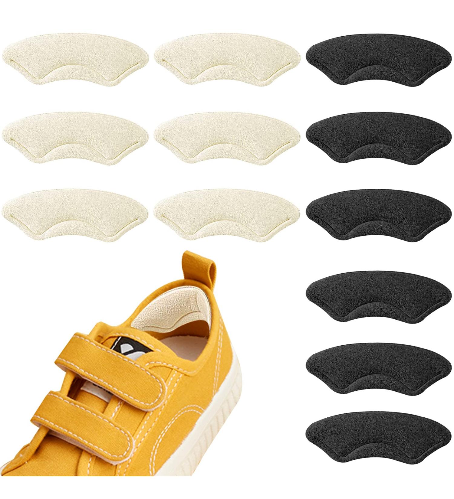 12 Pcs Children's Heel Cushions - Soft & Sticky Shoe Holders for Big Shoes - Black & Beige | Comfortable Heel Protection for Girls & Boys - Buy Online on GoSupps.com