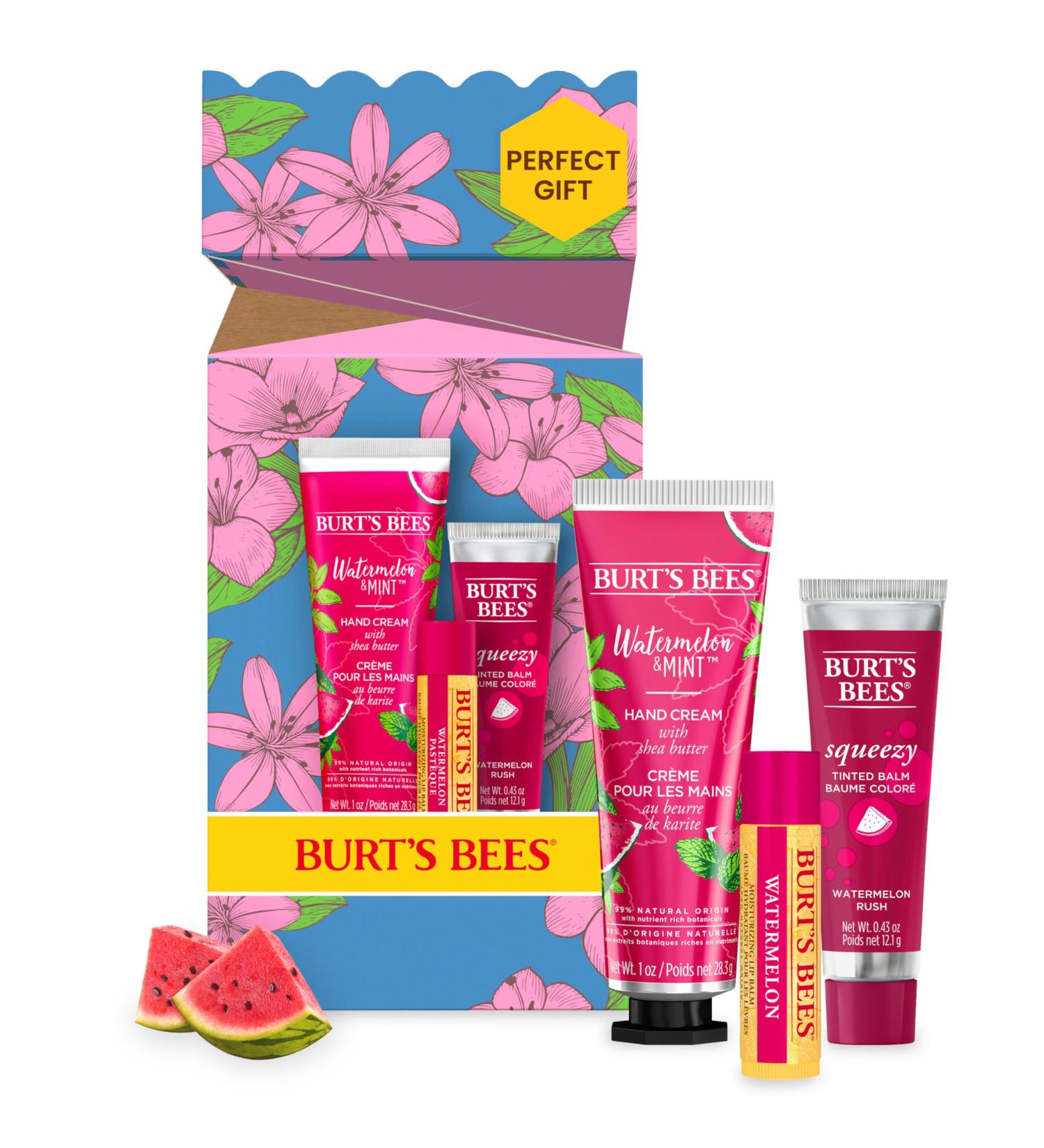 Burt's Bees Watermelon Gift Set - Limited Edition Hand Cream & Lip Balm | You're One in a Melon - Buy Online on GoSupps.com