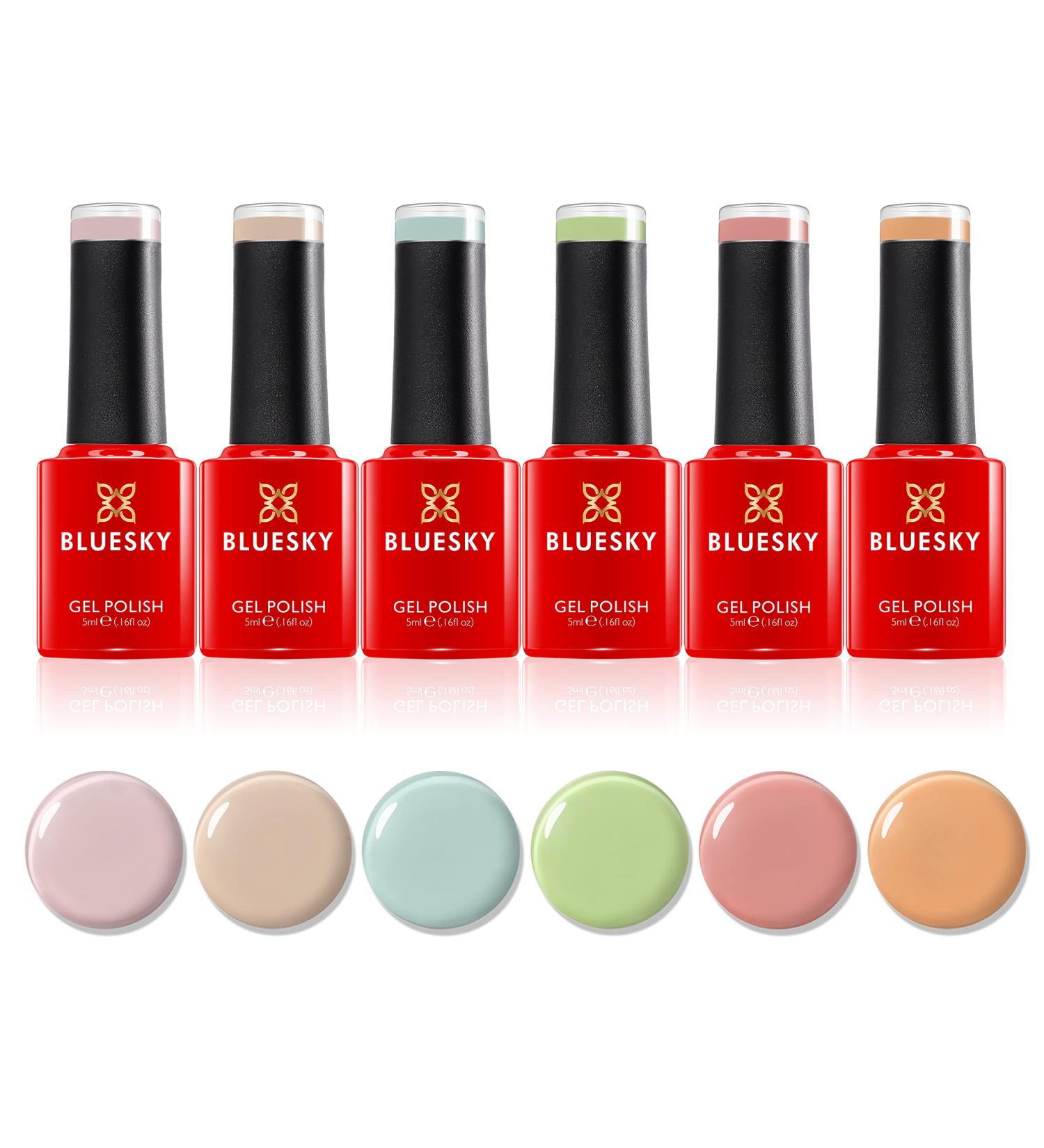 Bluesky Gel Nail Polish Set - Spring 2023 6 x 5 ml Gel Nail Polishes Pink Blue Nude Green Pastel Purple Coral (Requires Curing Under UV/LED Lamp) Multi 30 ml (Pack of 1) - Buy Online on GoSupps.com