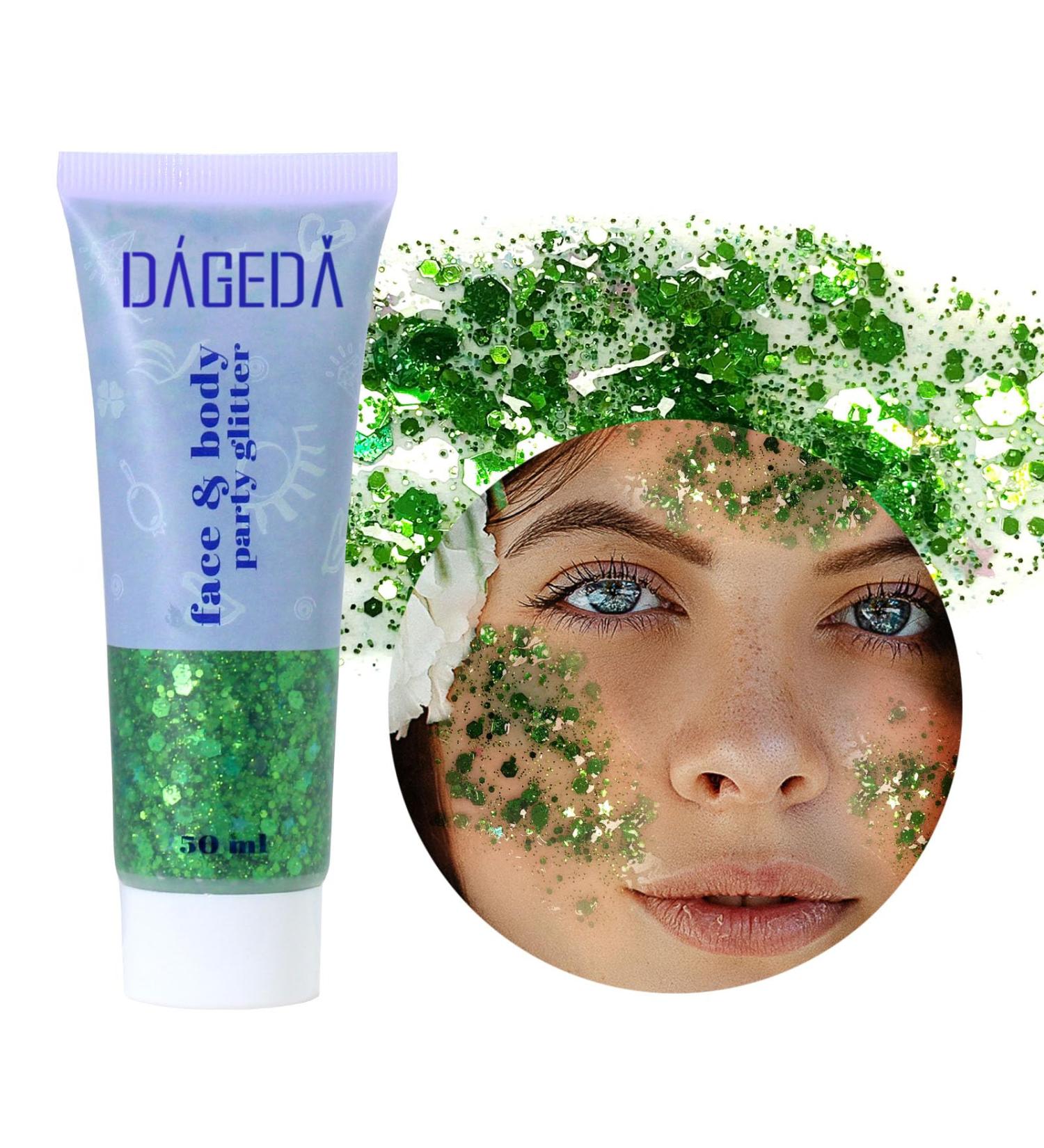 Prreal Body Glitter Gel 50ml - Holographic Face & Body Sequins Chunky Glitter for Makeup Eyeshadow & Nails - Festival Ready Shimmer #Green - Buy Online on GoSupps.com