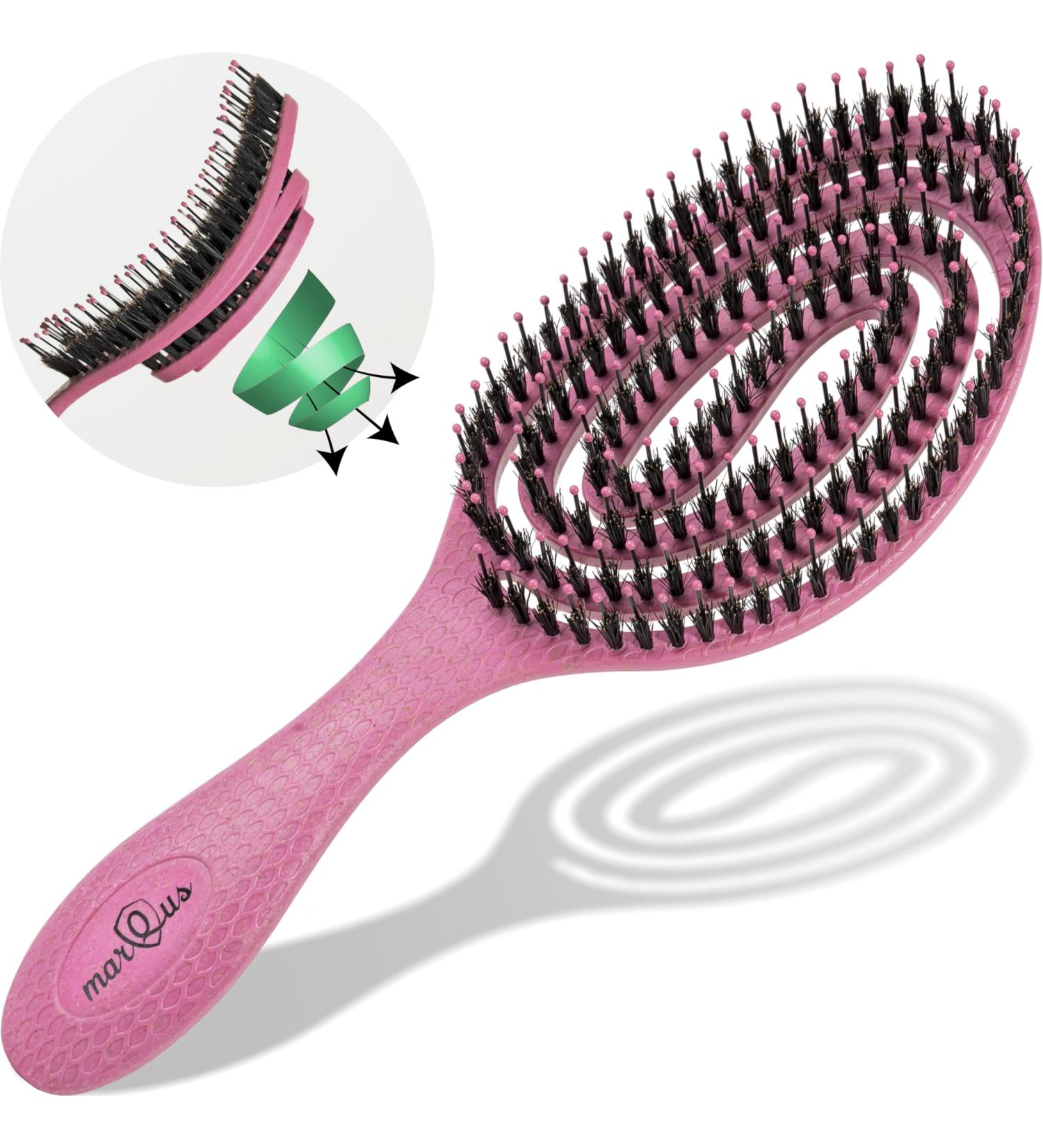 Marqus Bio Hairbrush - Wild Boar Bristles Spiral Spring Pink | Shine & Volume for Every Hair Type - No Tangles - Buy Online on GoSupps.com