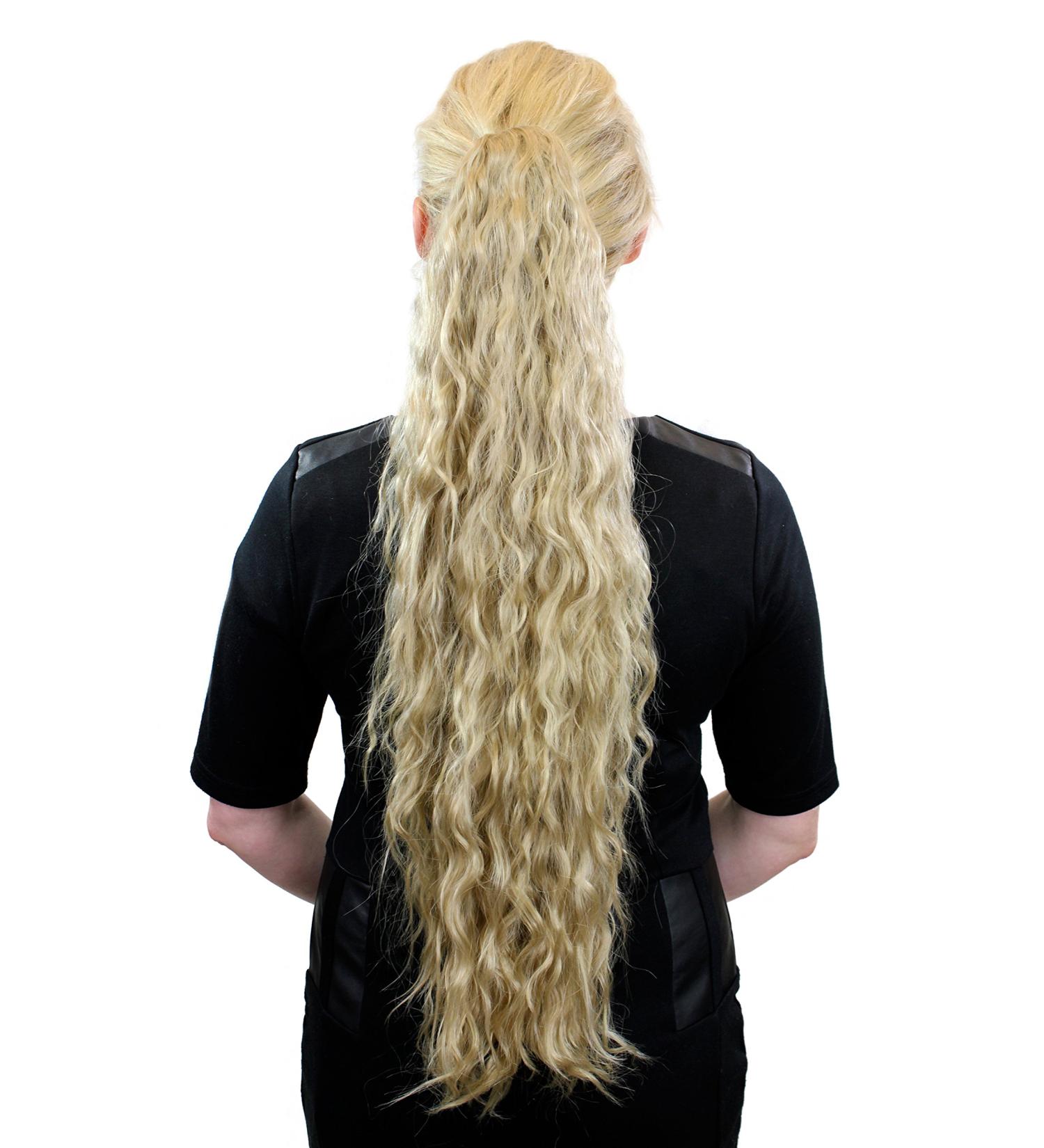 Very long voluminous ponytail hairpiece braid with kinky curls blonde medium blonde N838-24
