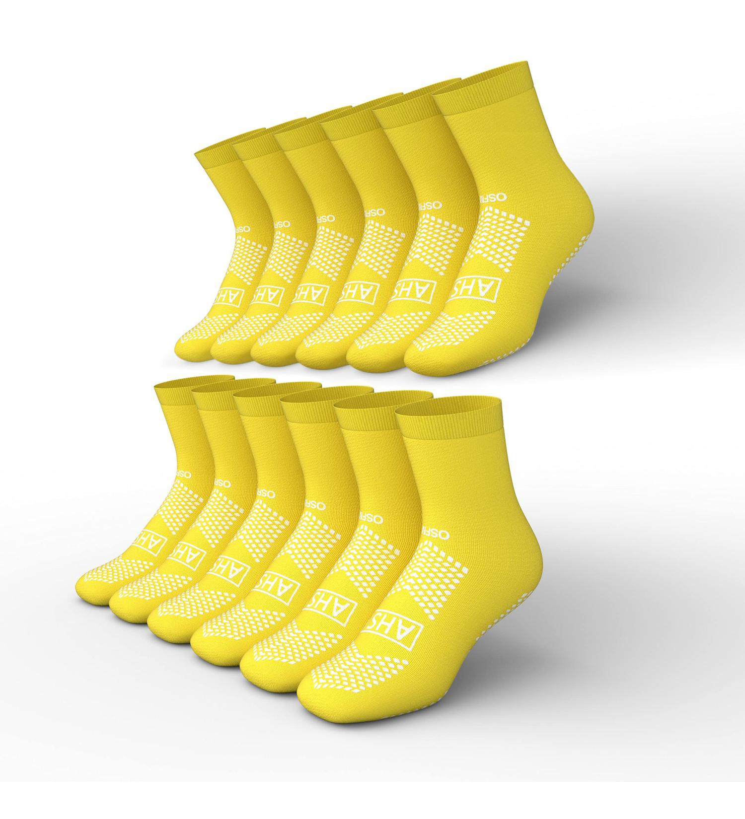 American Hospital Supply Grippy Socks in Yellow - Pack of 6 Pairs - Buy Online on GoSupps.com