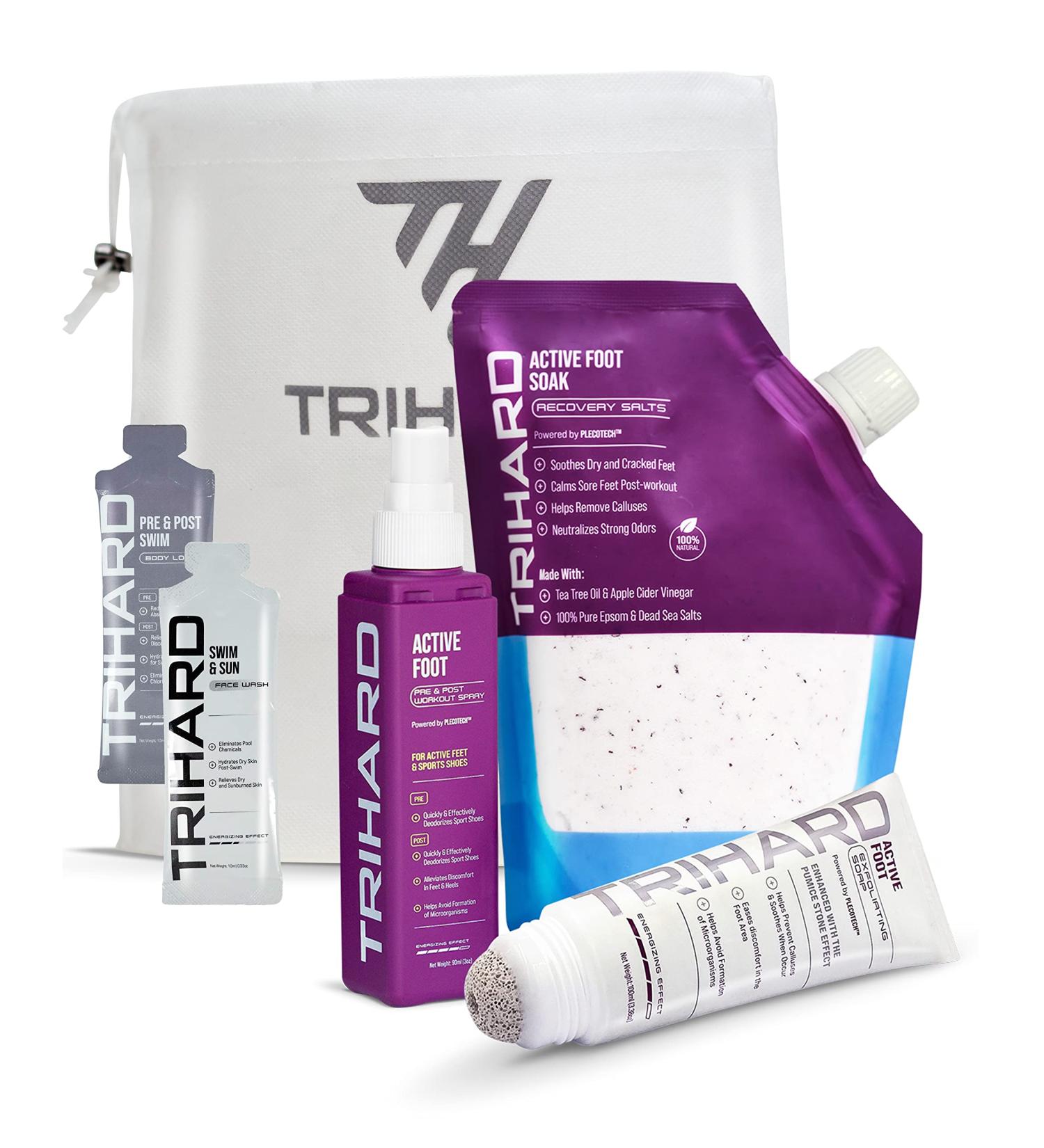 TRIHARD Active Foot Spa Kit: Foot Spray, Soak Salts, Exfoliating Soap - Pedicure Set for Dry Cracked Feet - Detox Foot Soak - Callus Remover & Foot Care Products - Buy Online on GoSupps.com