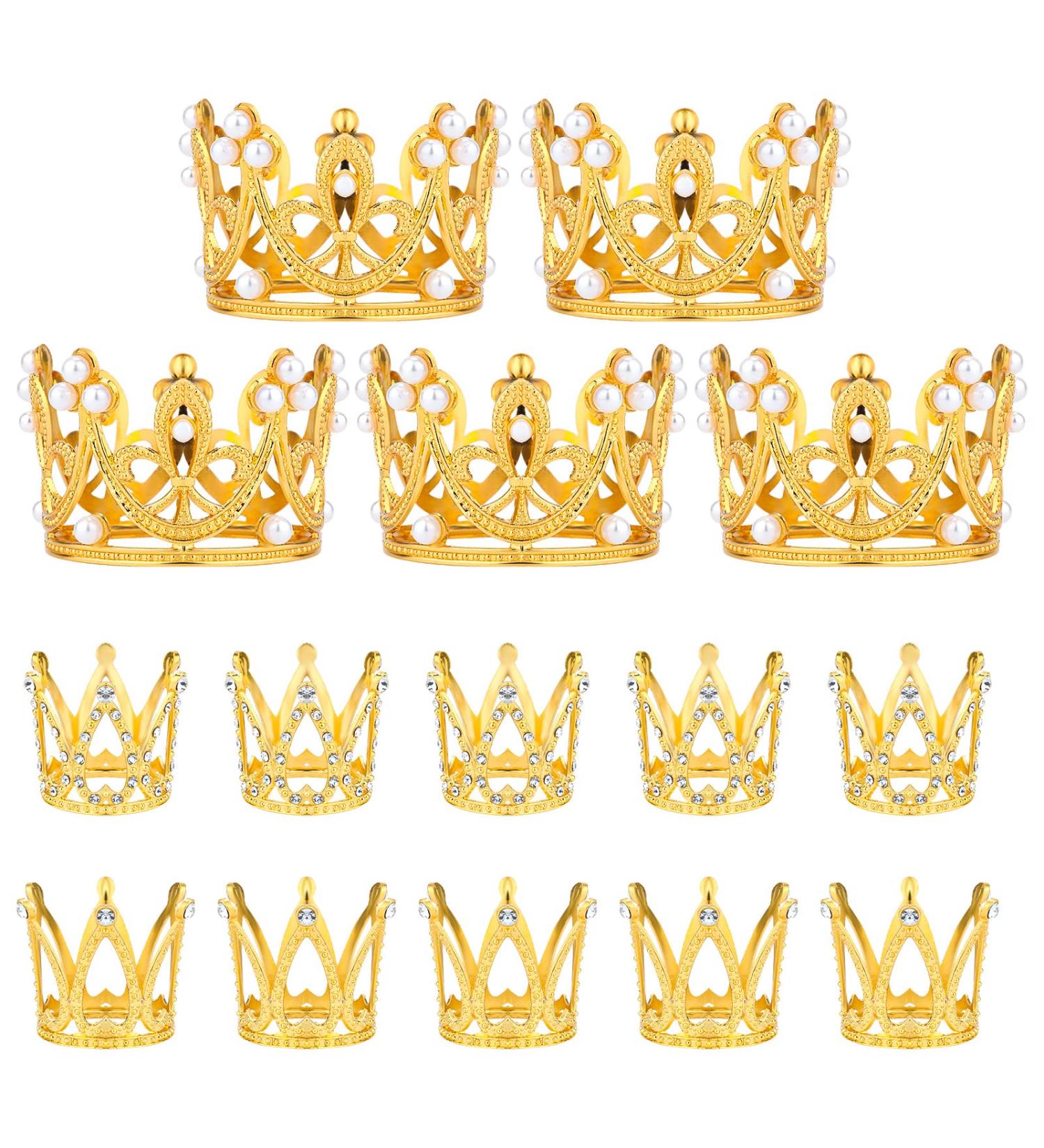15pcs Crown Cake Toppers 3 Styles Birthday Cake Toppers Crown Tiara Crown Cake Topper Rhinestone Crown Cake Topper for Boys & Girls (Gold) - Buy Online on GoSupps.com