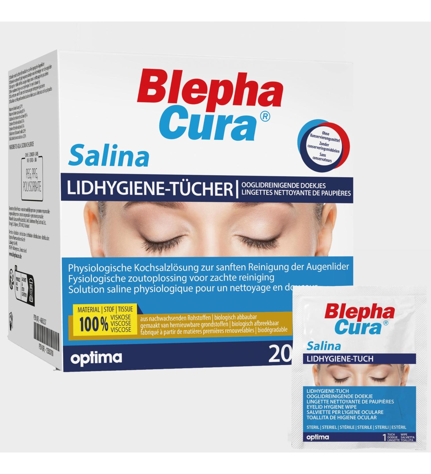 Buy Blephacura Salina 20x Sterile Eye Cleaning Towels | 100% Viscose Eyelid Hygiene Pads for Optimal Eye Care - Buy Online on GoSupps.com