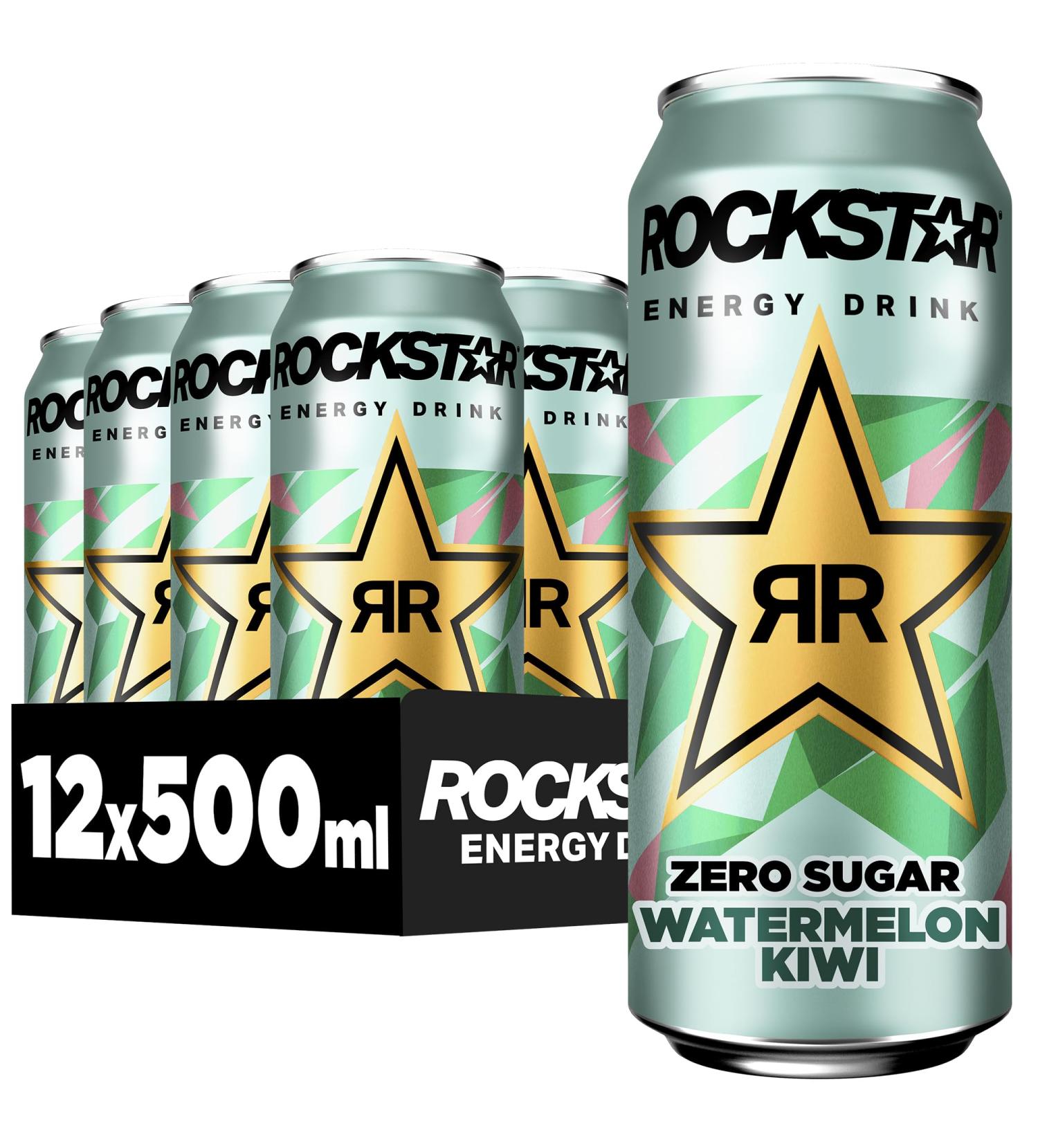 Buy Rockstar Energy Drink Watermelon Kiwi Zero Sugar - Caffeinated Refreshing Energy Boost (12 x 500ml) - International Shipping Available - Buy Online on GoSupps.com