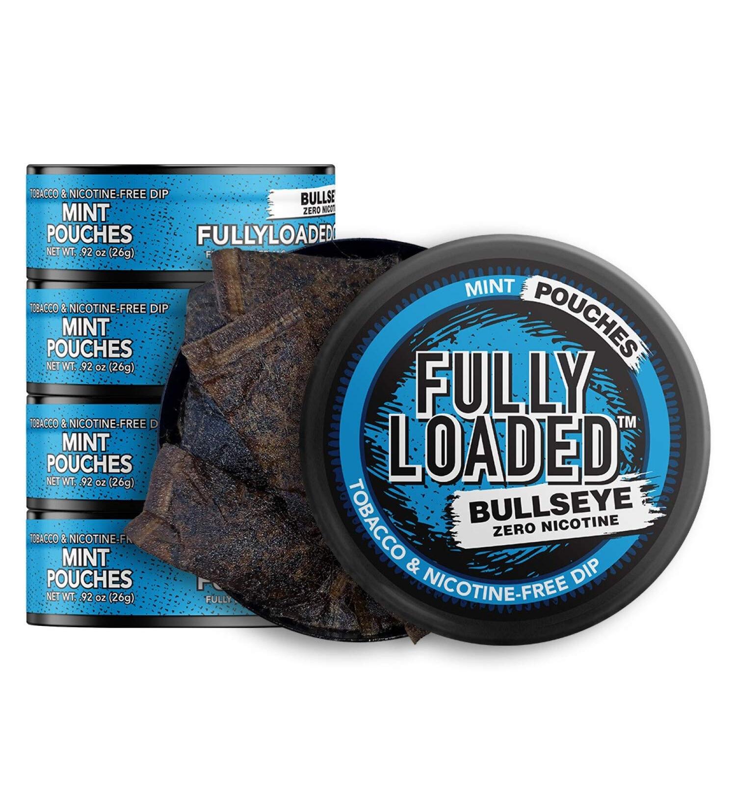 Fully Loaded Chew Mint Bullseye Pouches - Tobacco and Nicotine Free Chewing Alternative (5 Cans) - Buy Online on GoSupps.com