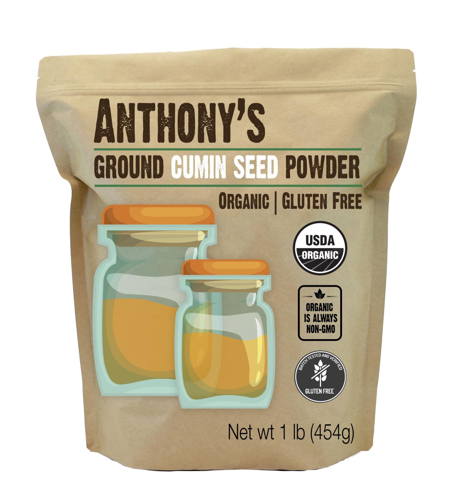 Anthony's Organic Ground Cumin 1 lb - Gluten-Free, Non-Irradiated, Keto-Friendly - Buy Online on GoSupps.com