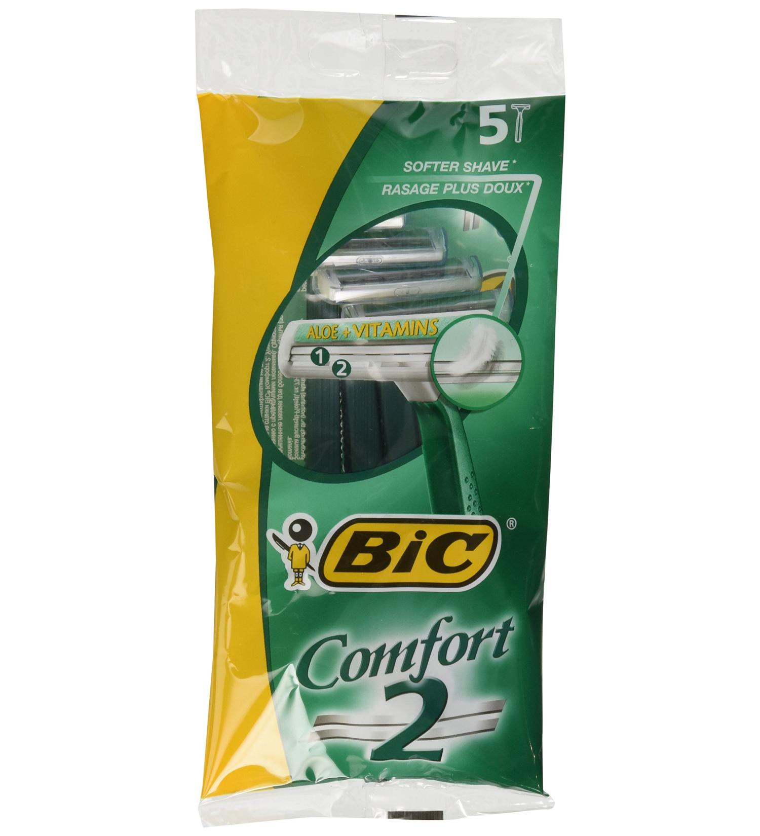 BIC Comfort 2 Twin Blade Disposable Razors - 5 Pack | International Shipping Available - Buy Online on GoSupps.com