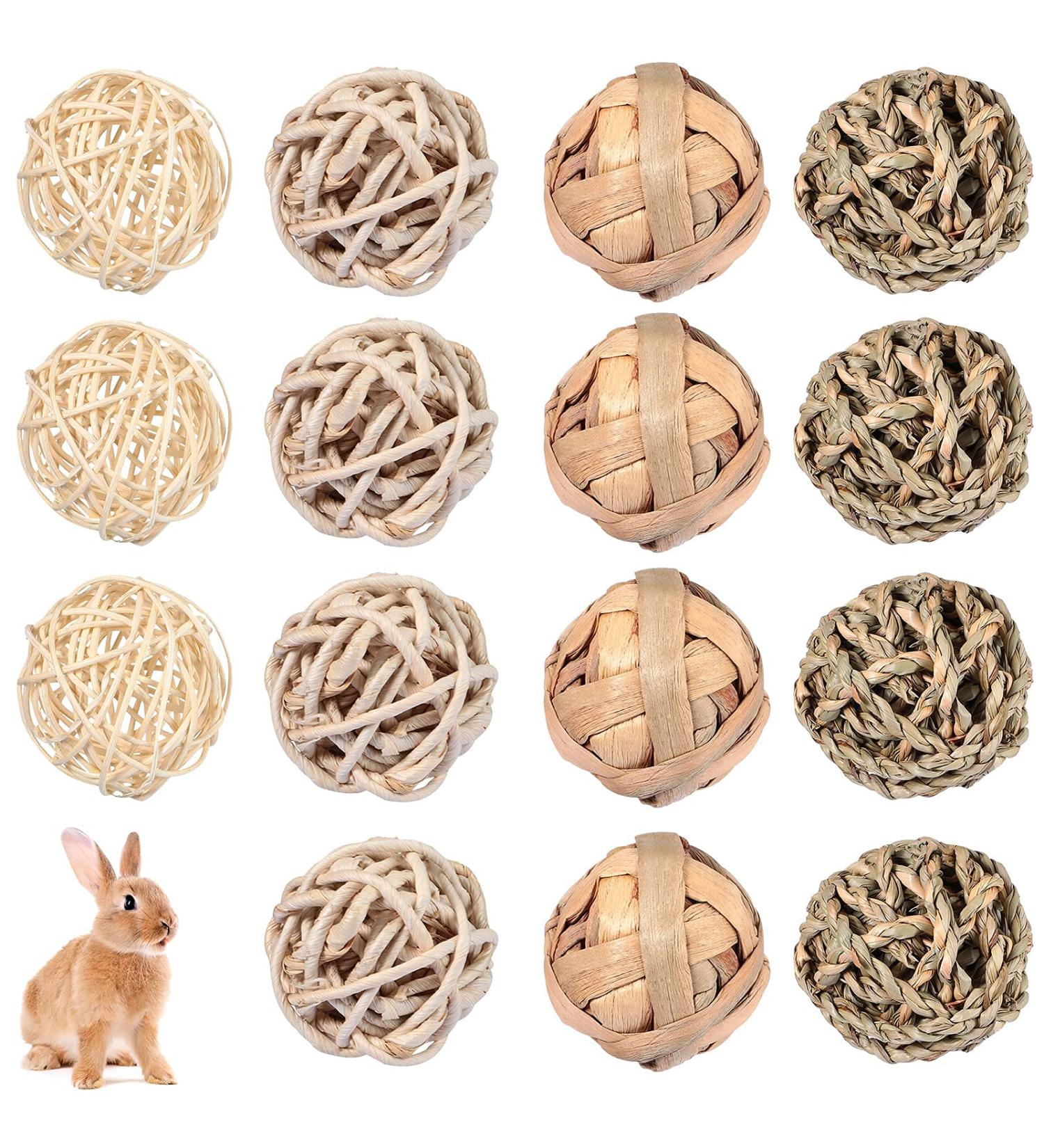 Small Animal Chew Ball Toy Set - Ideal for Rabbits, Guinea Pigs, Chinchillas - Teeth Grinding & Play - 15 Pieces - Buy Online on GoSupps.com