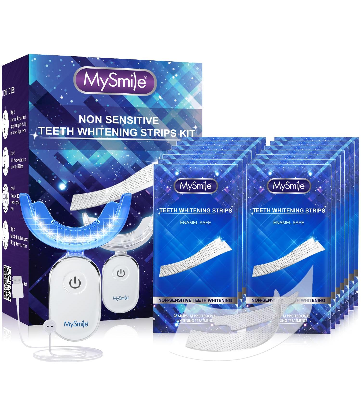 MySmile Teeth Whitening Strips Kit 14 Treatments with 28 LED Light - 10 Min Non-Sensitive Fast Whitening Teeth Enamel Safe Teeth Whitener - Helps to Remove Deep Stains 28 Fl Oz (Pack of 1) - Buy Online on GoSupps.com