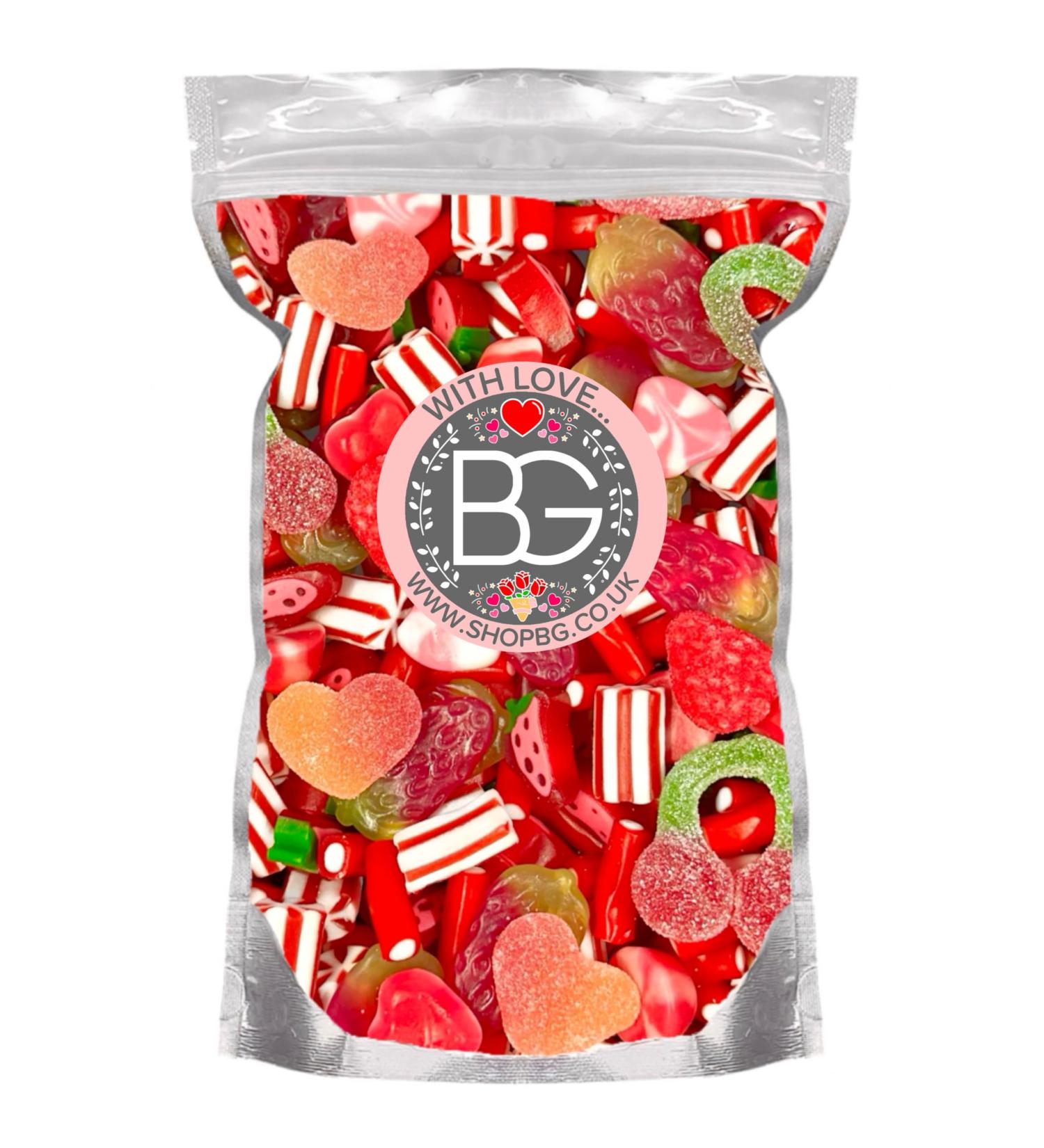 BG Quality Pick & Mix Sweets - Valentines Mothers Day Anniversary Love Candy Sweeties 800g Pouch Red Pink 'With Love' Mix