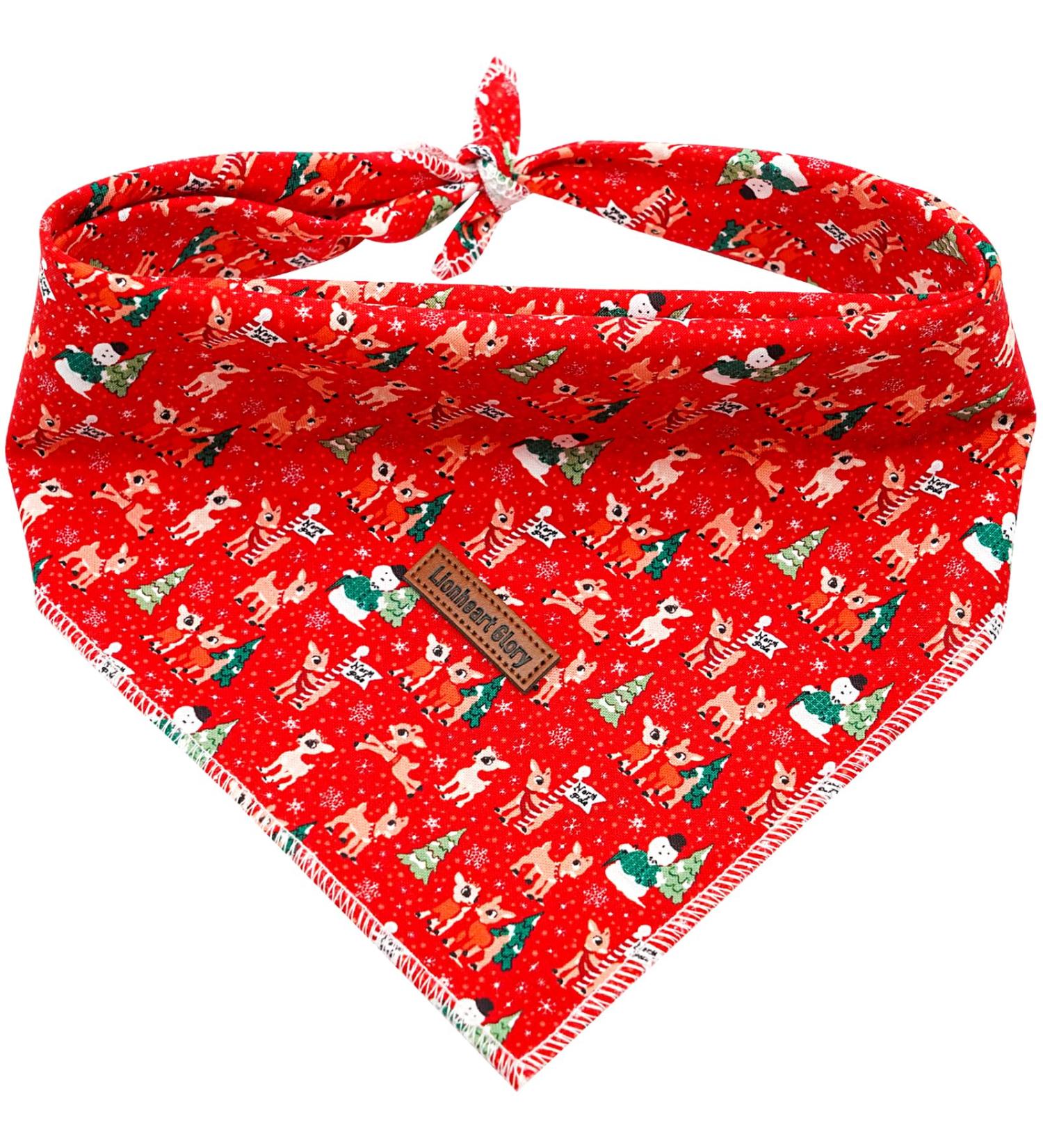 Lionheart Glory Dog Haller Washable Cotton Christmas Neckerchief | Adjustable Large Dog Kerchief | Red Holiday Neck Towel (1 Pack) - Buy Online on GoSupps.com