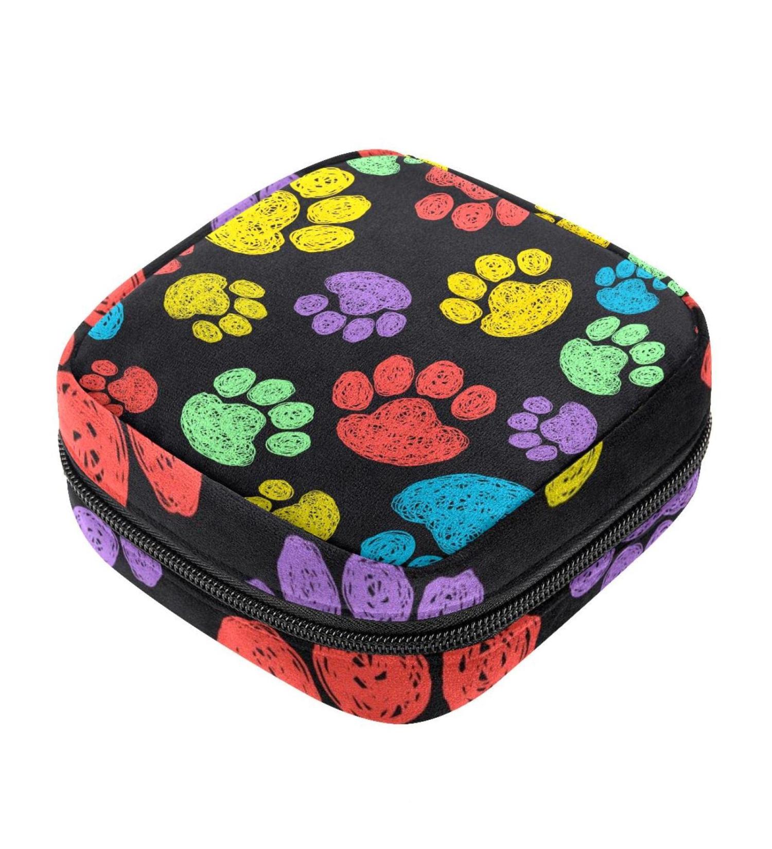 Colorful Dog Cat Paw Napkin Storage Bag with Zipper | Perfect for Teen Girls & Women - Buy Online on GoSupps.com