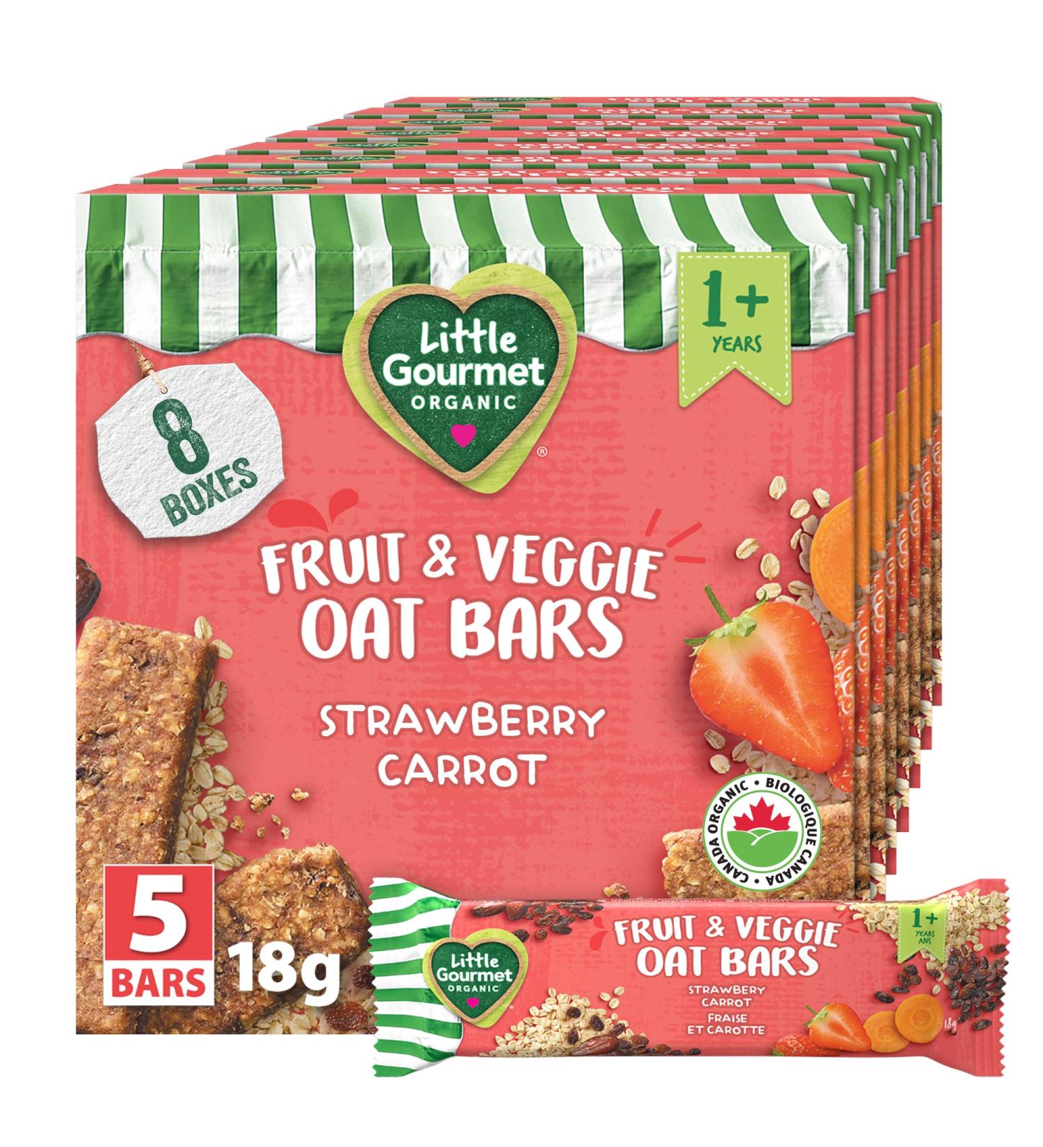 Baby Gourmet Organic Fruit & Grain Bar - Strawberry Carrot Oat - 12 Months+ No Artificial Flavours Non-GMO Gluten-Free 5 x 18g - Pack of 8 Orange Strawberry Carrot Oat Bar - Buy Online on GoSupps.com