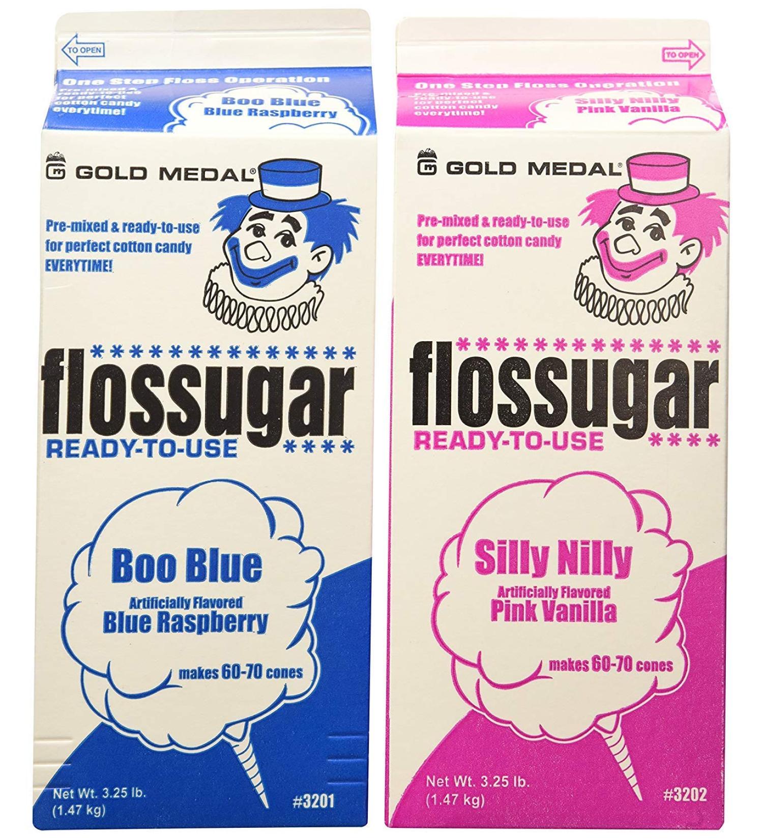 Concession Essentials Cotton Candy Floss Sugar 2 Pack - Pink Vanilla & Blue Raspberry - Buy Online on GoSupps.com