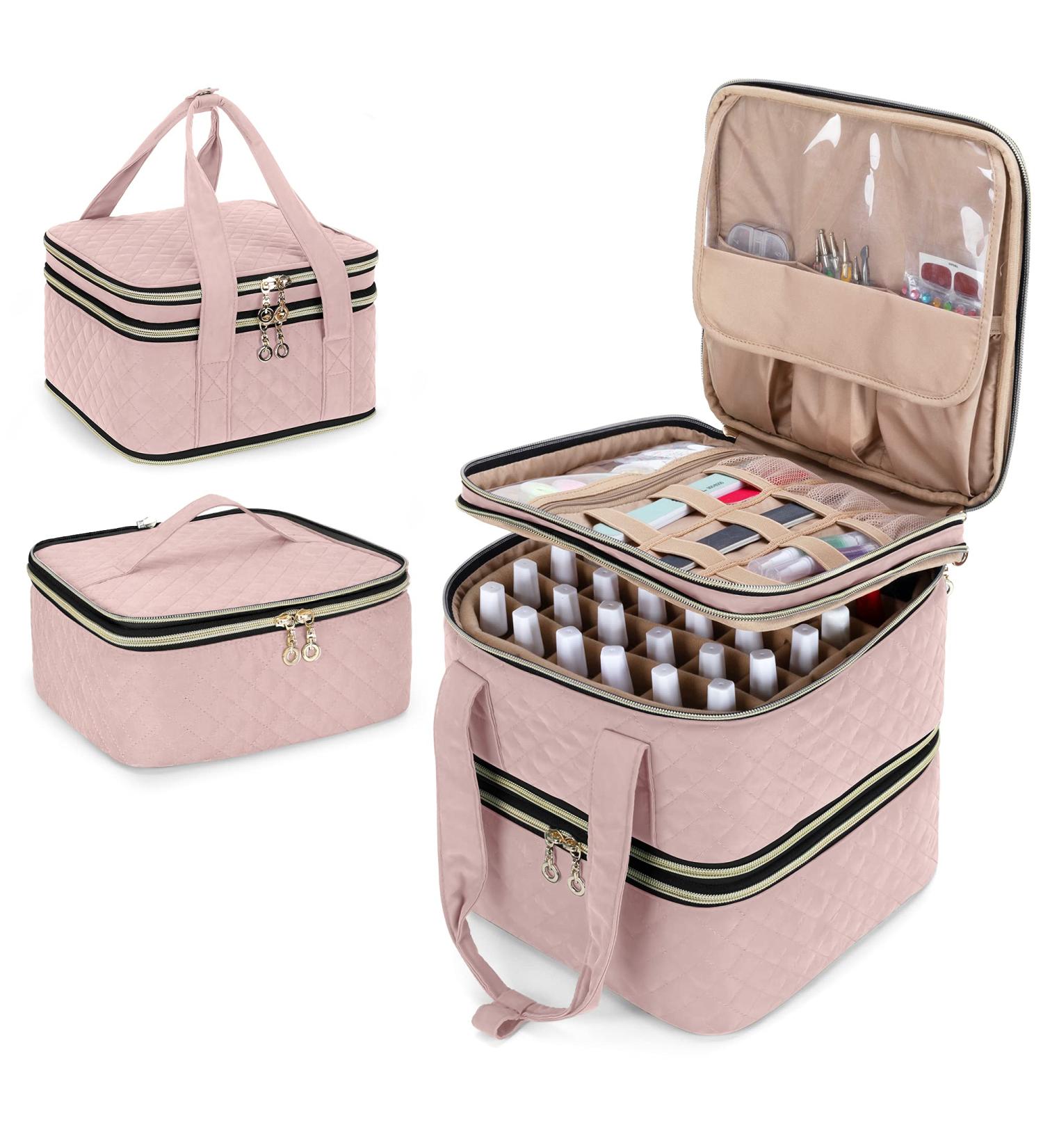 YARWO Nail Polish Organizer Case - Holds 72 Bottles - Dusty Rose - Detachable Storage Bag - for Nail Polishes and Nail Art Tools - Bag Only Patent Pending - Buy Online on GoSupps.com