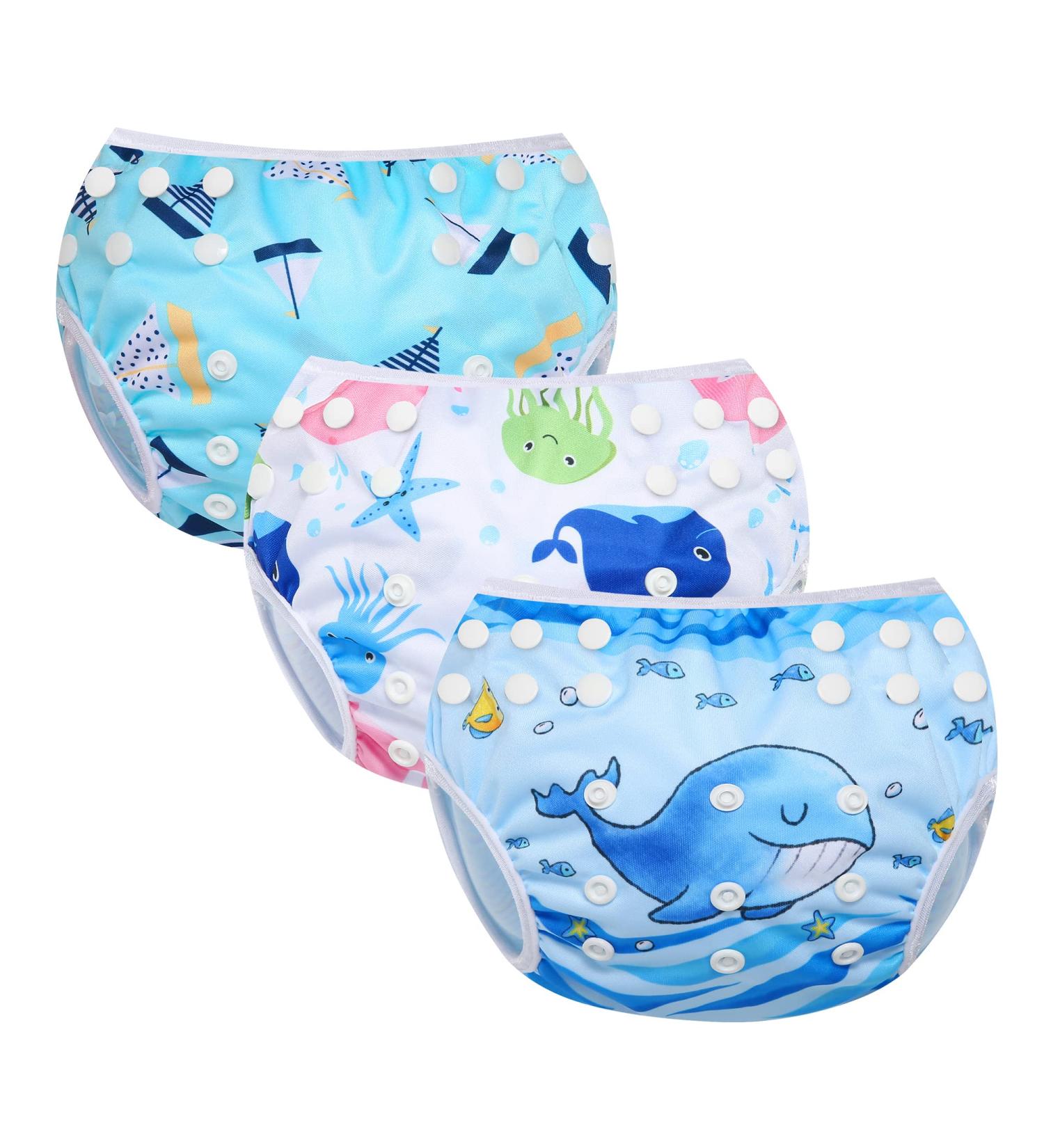 Mixidon Reusable Swim Nappy | Adjustable Size, Washable for 0-3 Years | Baby Swimming Nappies for Lessons | House, Animal, Aircraft Design - Buy Online on GoSupps.com