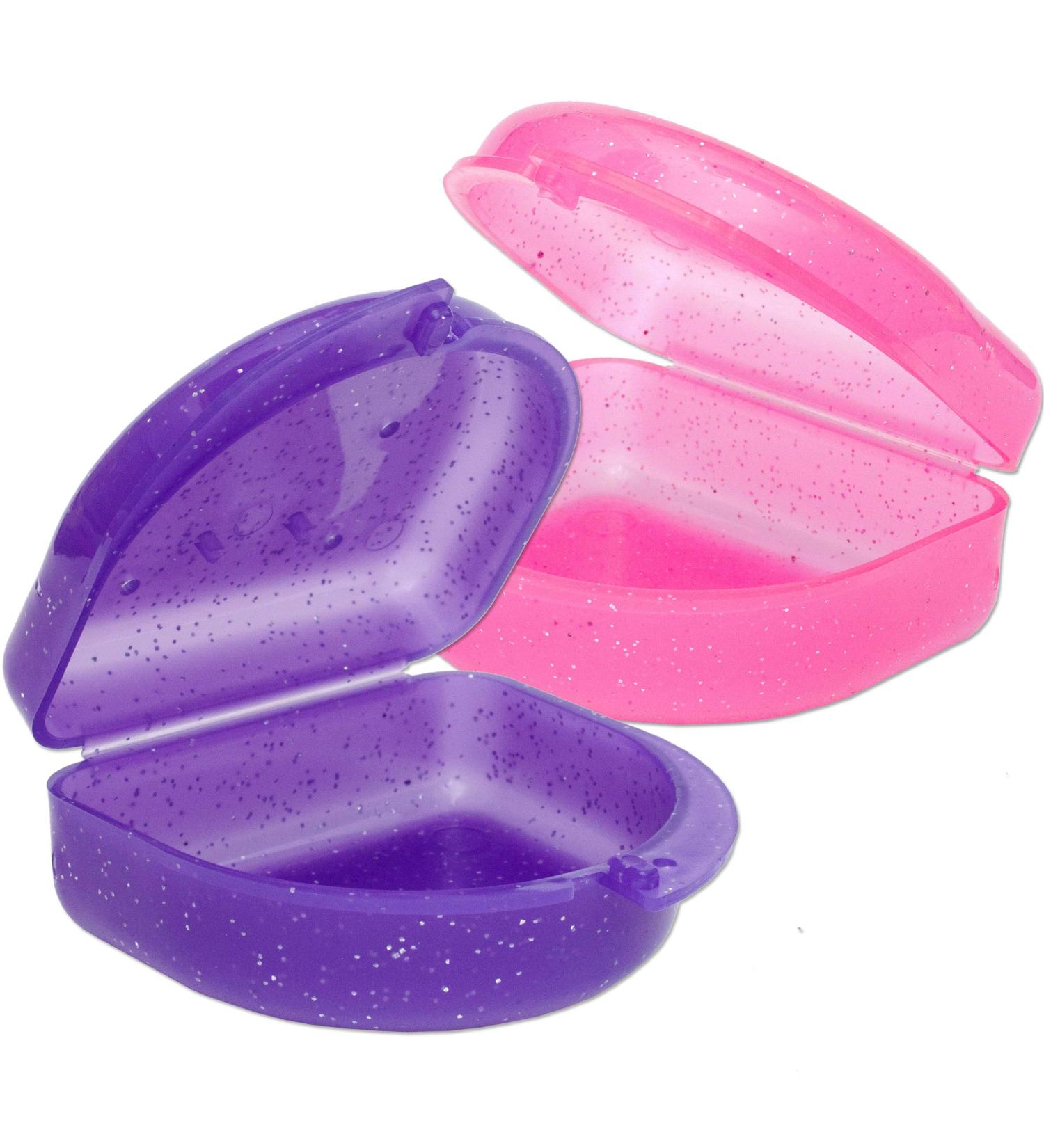 2-Pack Glitter Pink & Purple Mouth Protection Boxes for Braces Sports & Dentures - International Shipping Available - Buy Online on GoSupps.com