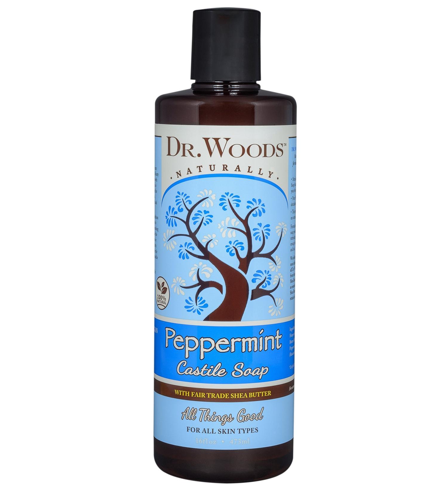 Dr. Woods Pure Castile Peppermint Soap with Organic Shea Butter  16 Ounces 16 Fl Oz