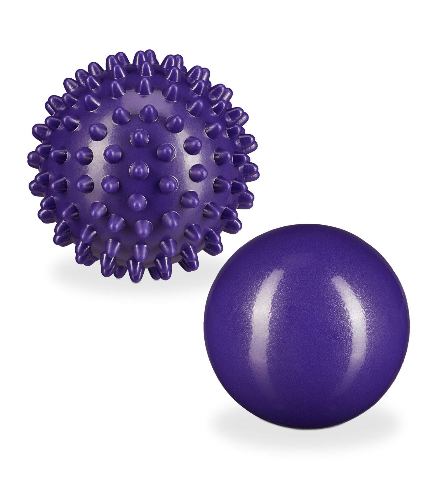 Relaxdays Unisex Massage Ball Set - Smooth & Knobbed Water-Filled Fascia Balls for Self-Massage - 6.5 & 7 cm - Purple Violet - Buy Online on GoSupps.com
