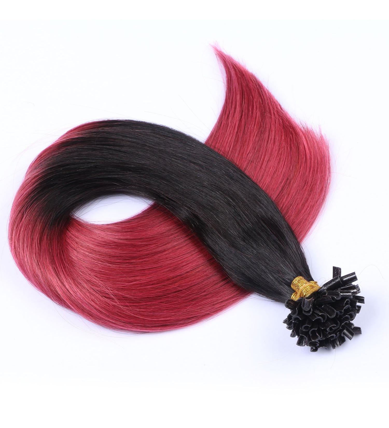Buy #1B/Burgundy Ombre Keratin Bonding Hair Extensions - 40cm 25 Strands 100% Remy Real Hair - High Quality U-Tip by Novon - Buy Online on GoSupps.com