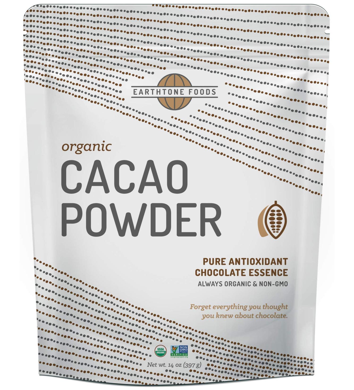 Organic Cacao Powder 14 oz - Earthtone Foods | Natural Superfood for Baking & Smoothies - Buy Online on GoSupps.com