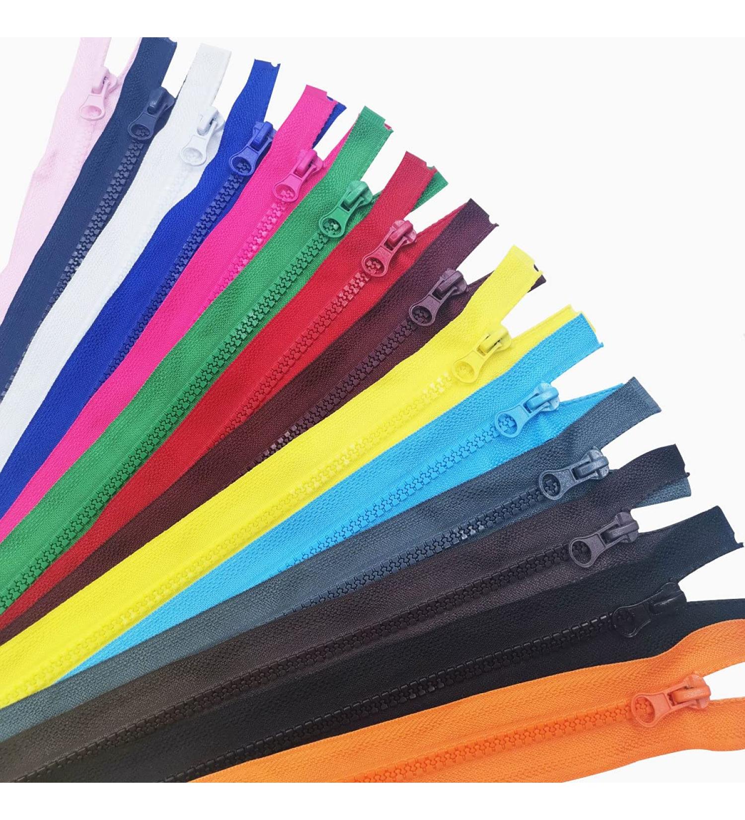 Colorful Resin Zippers Set - 14 Mixed Colors (40cm/16inch) - Ideal for DIY Clothes, Coats, Handbags, and Crafts - Buy Online on GoSupps.com
