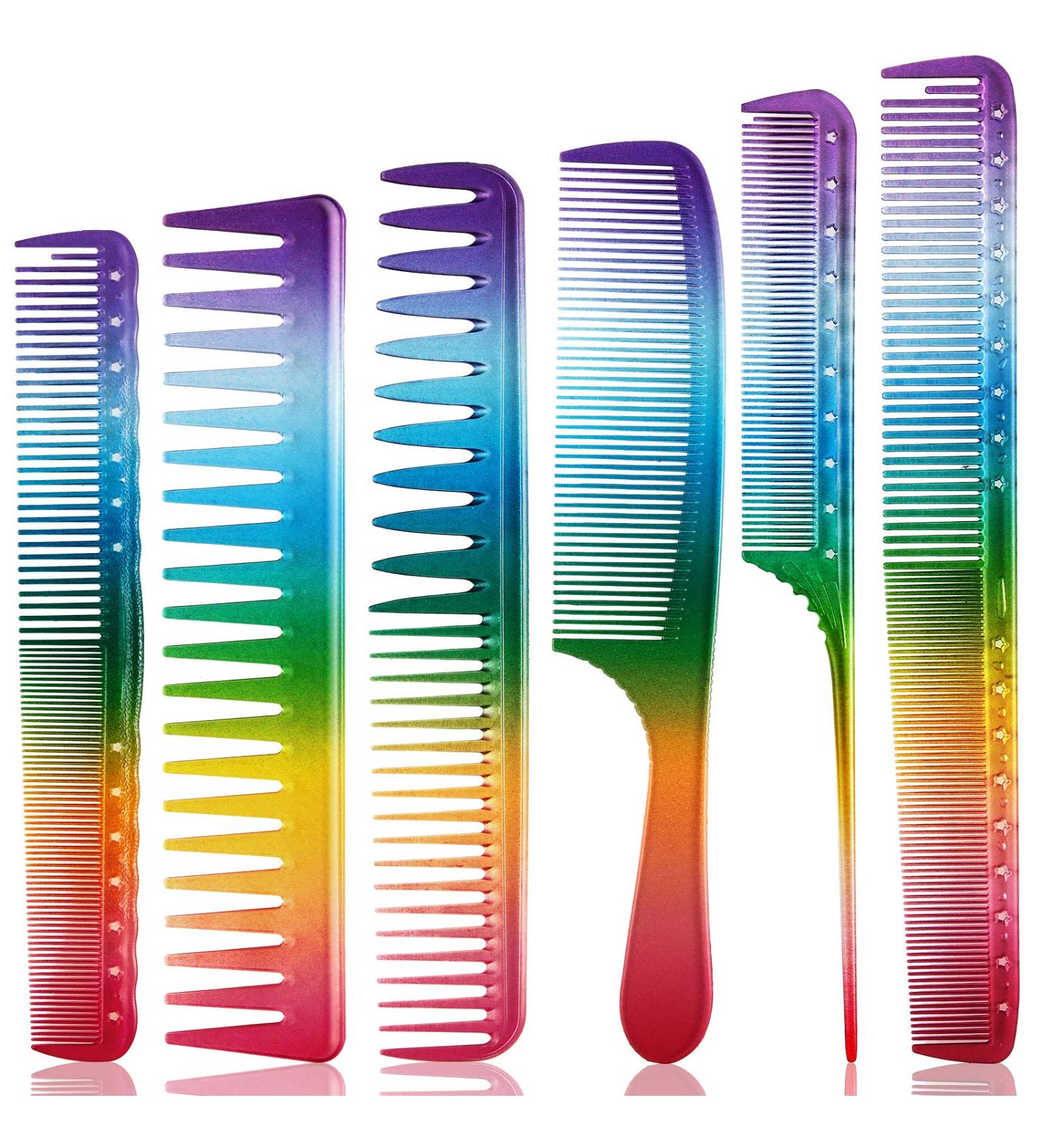 6-Piece Rainbow Hair Cutting Comb Set - Salon Quality Rat Tail and Teasing Combs for All Hair Types - Perfect Christmas Gift - Buy Online on GoSupps.com