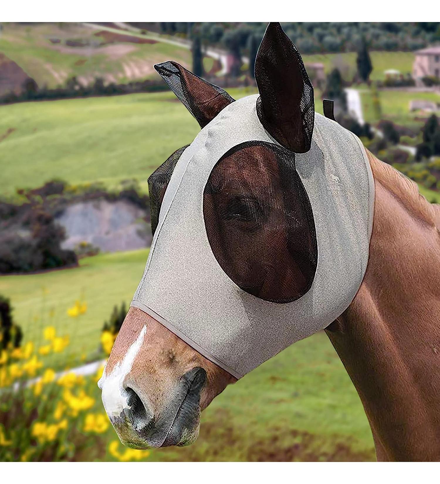 Horse Mask Fly Mask with Ears for Protecting from UV and Fly Comfortable & Stretchable Suitable for Most Large Horses - Buy Online on GoSupps.com