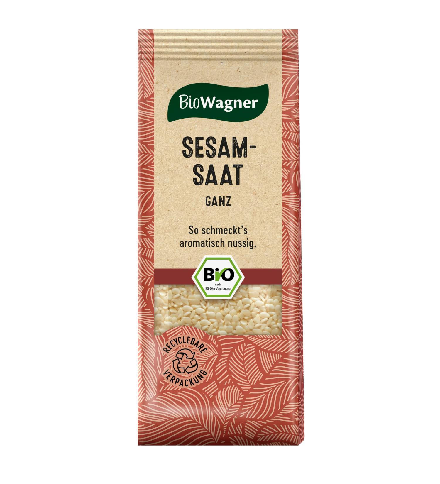 Biowagner - organic sesame seed whole |for Asian dishes or as topping for salads or muesli |Natural organic ingredients |Recyclebare packaging |60 g