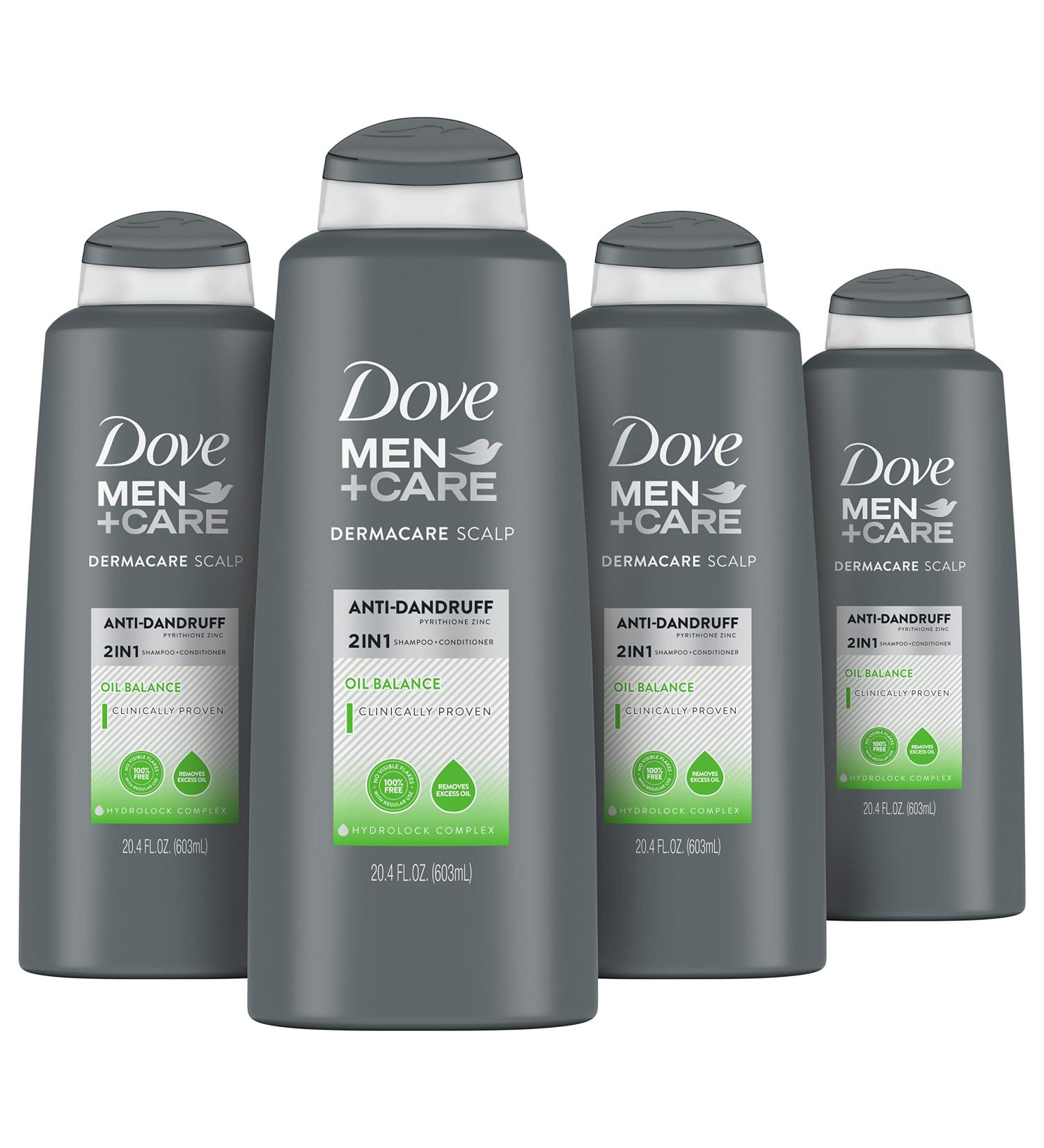 Dove Men+Care 2-in-1 Shampoo and Conditioner for Oily Hair with Hydrolock Complex - 20.4 oz (4 Count) - Buy Online on GoSupps.com