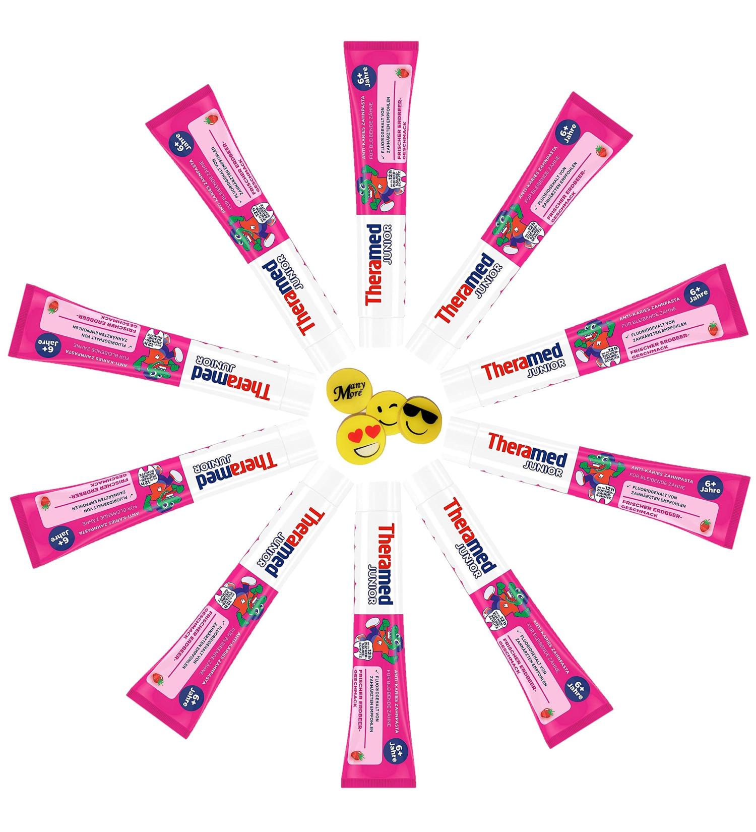 Buy 10 x Theramed Junior Strawberry Toothpaste 75ml + 1 Free Eraser | International Shipping at ManyMore - Buy Online on GoSupps.com